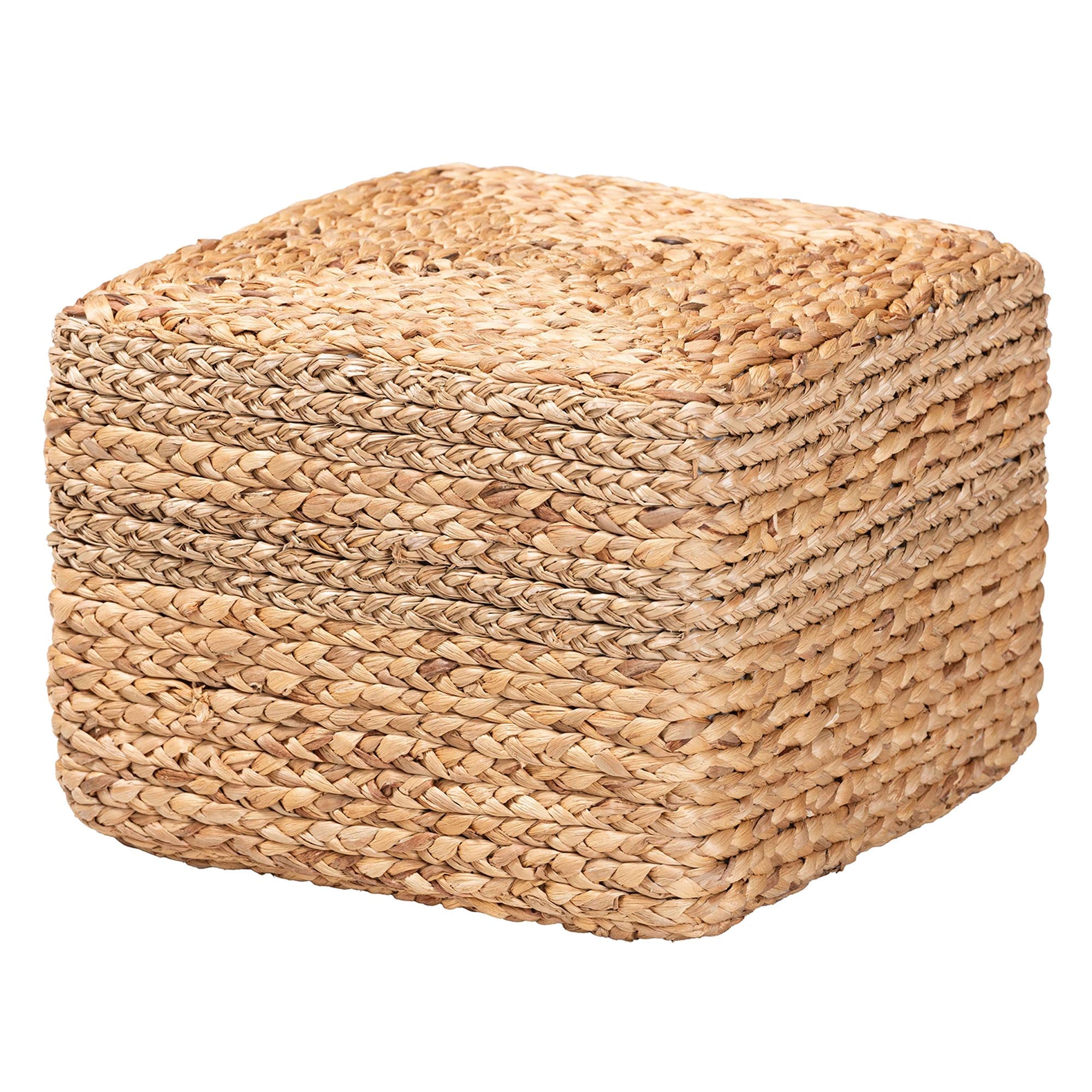 bali & pari Marella Modern Bohemian Natural Brown Seagrass Accent Footstool