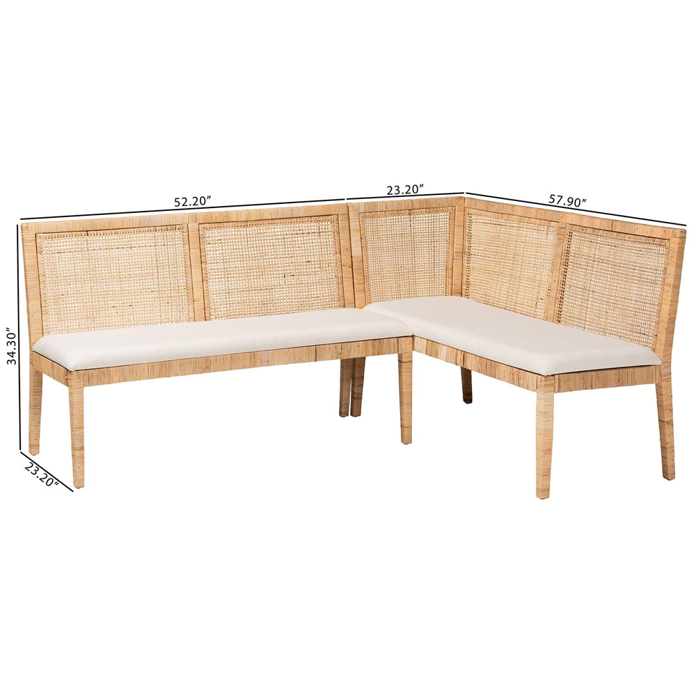 Kalimantan Bohemian Light Honey Rattan 2-Piece Banquette Set