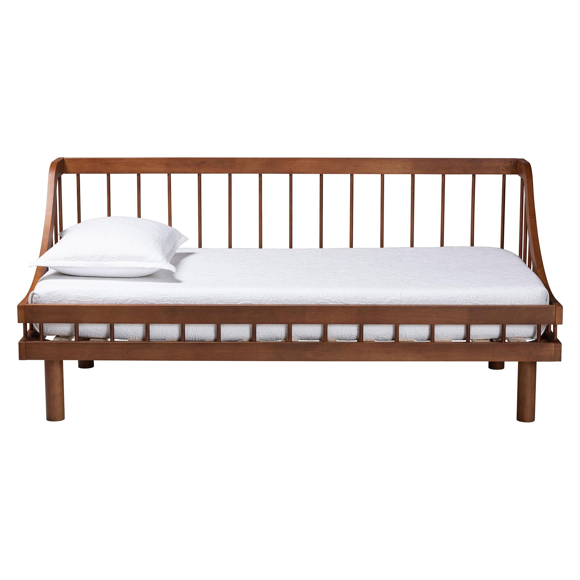 Helio Mid-Century Modern Walnut Brown Finished Wood Twin Daybed