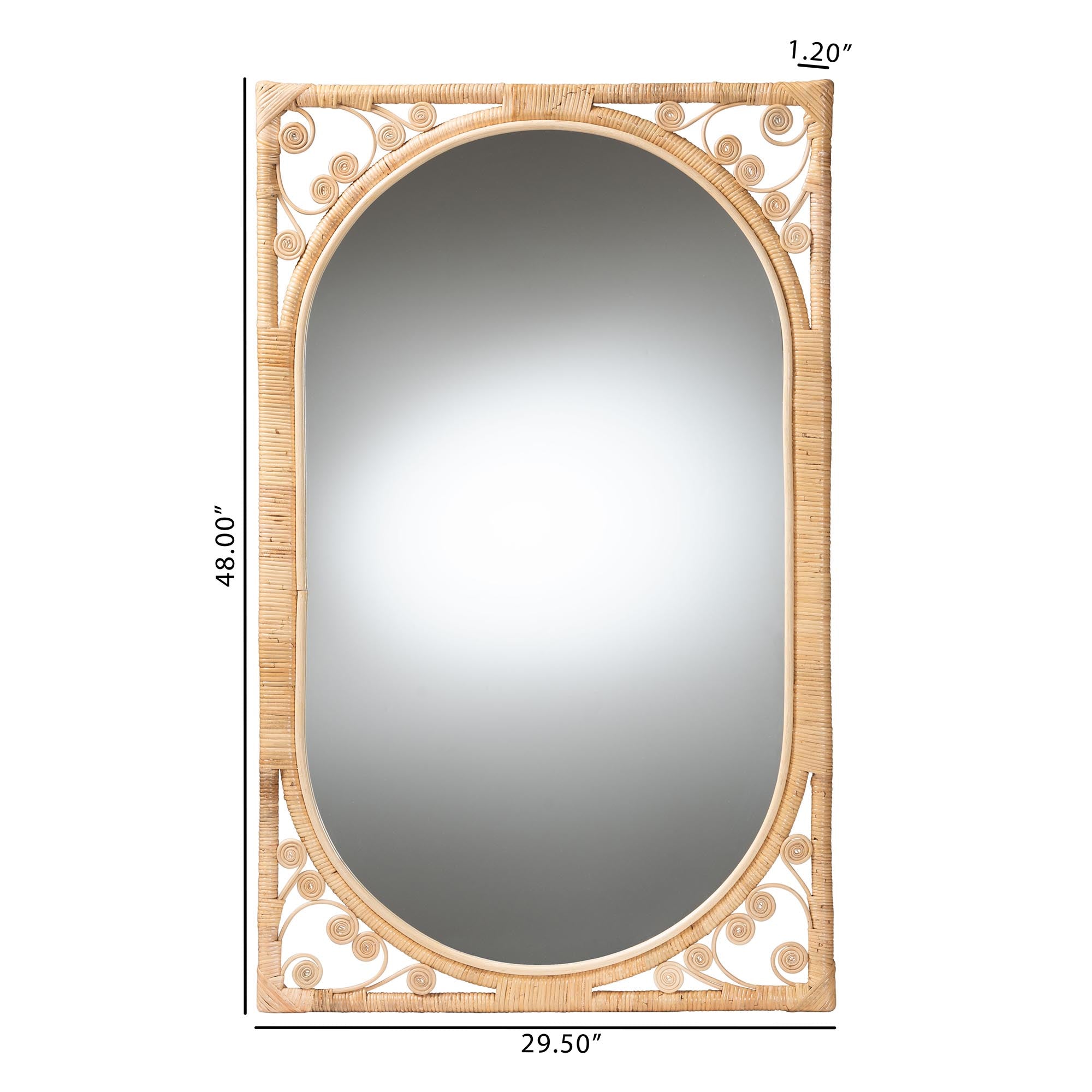 Isley Modern Bohemian Natural Brown Rattan Accent Wall Mirror