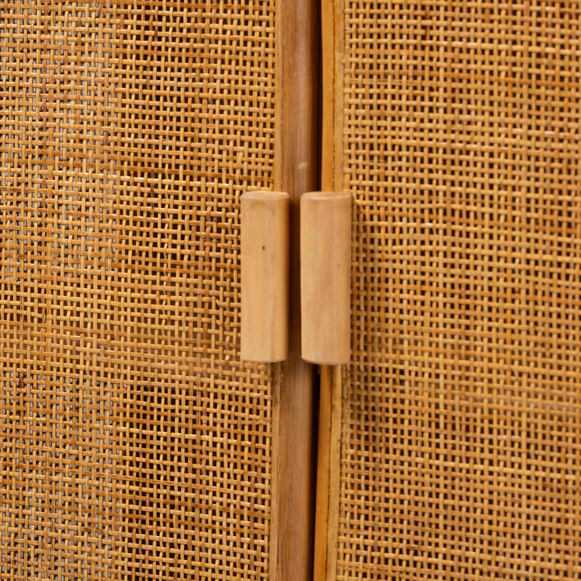 Paloma Modern Bohemian Light Honey Rattan Large Storage Cabinet