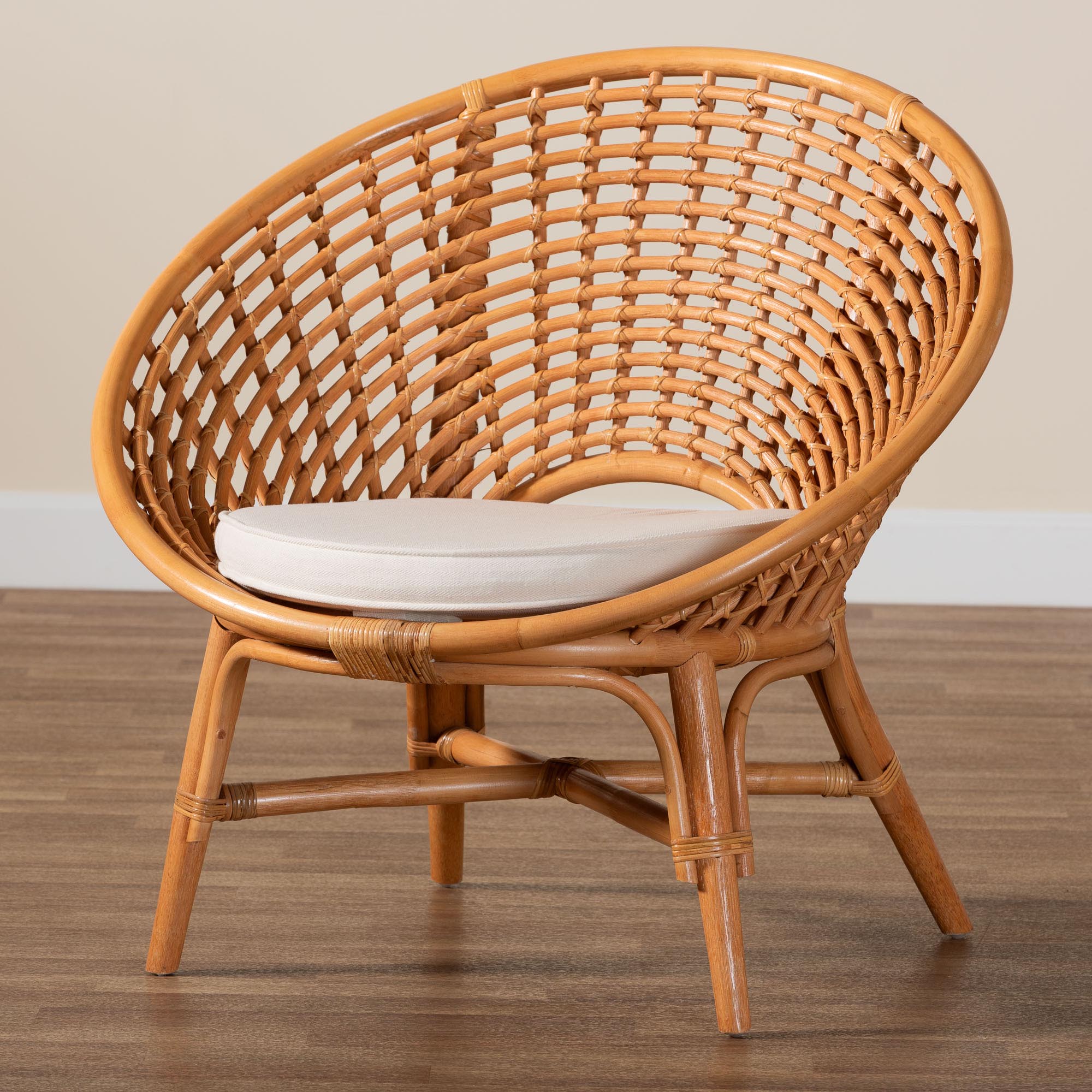 Aerin Modern Bohemian Natural Rattan Accent Chair