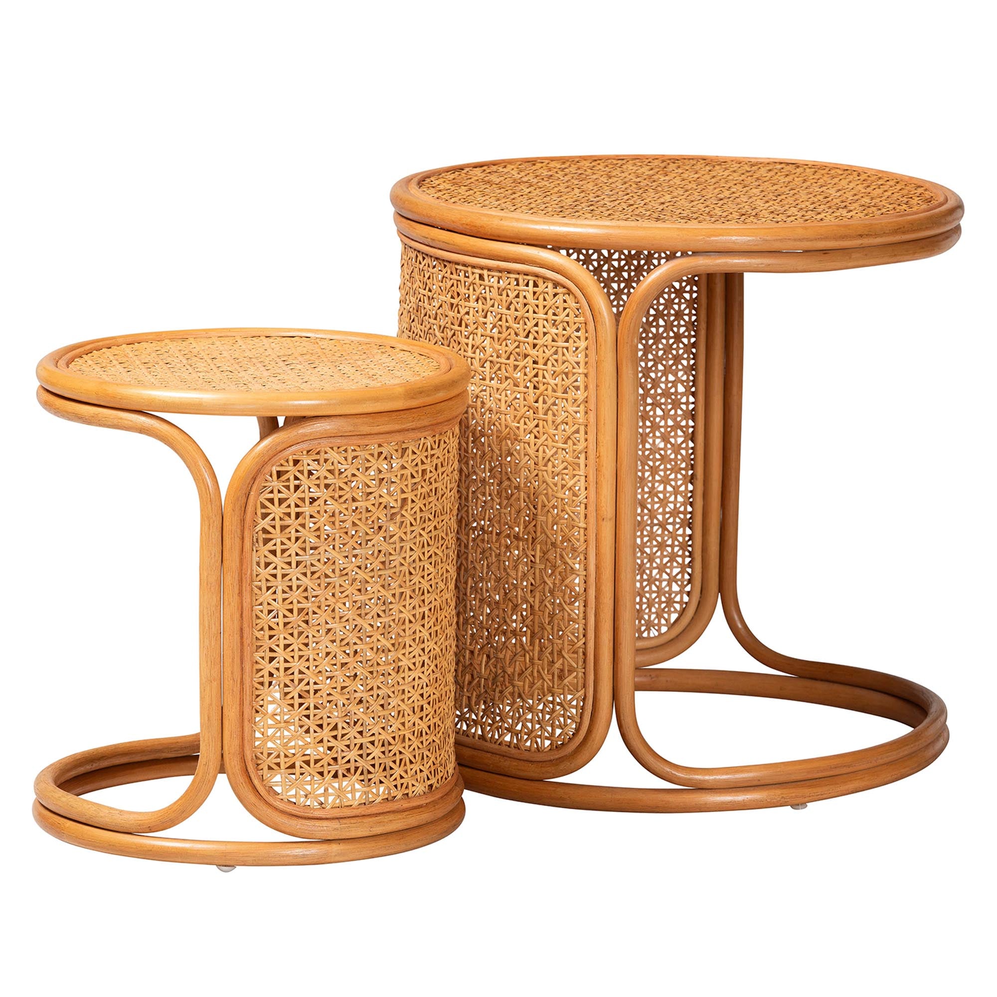 Eldon Bohemian Honey Rattan 2-Piece Nesting End Table Set