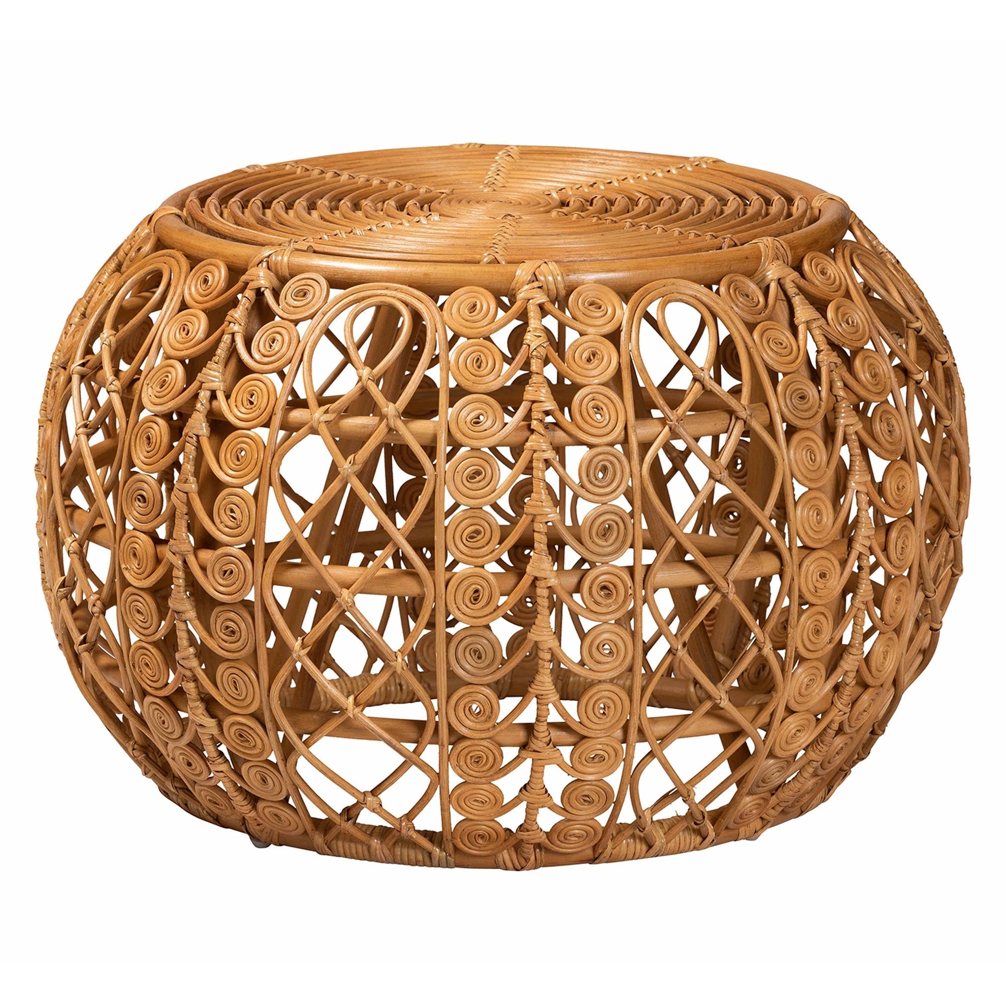 Tiramisu Modern Bohemian Natural Brown Rattan Coffee Table