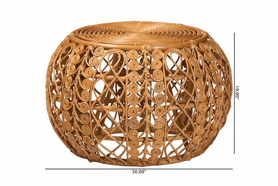 Tiramisu Modern Bohemian Natural Brown Rattan Coffee Table