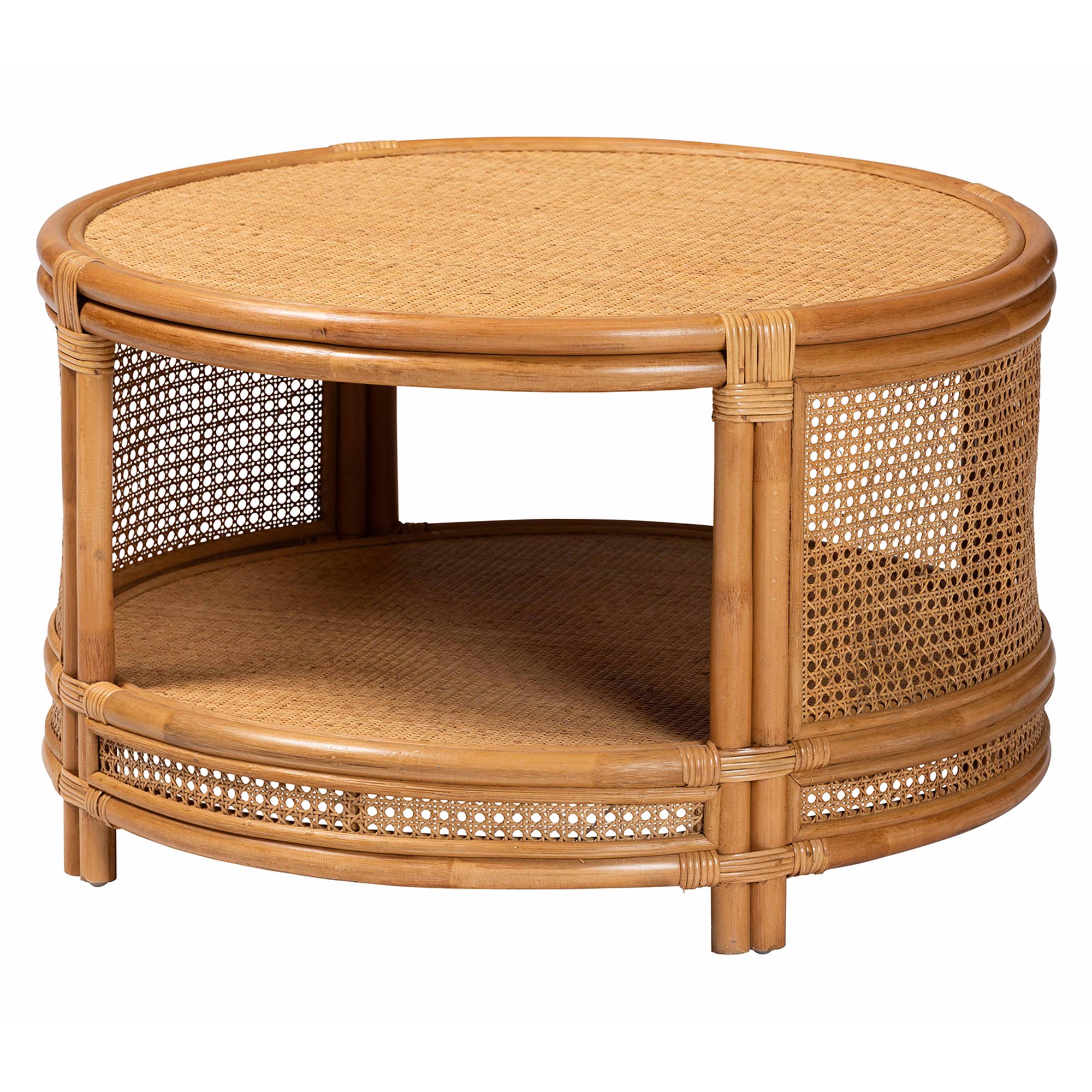 Louis Modern Bohemian Natural Brown Rattan Coffee Table