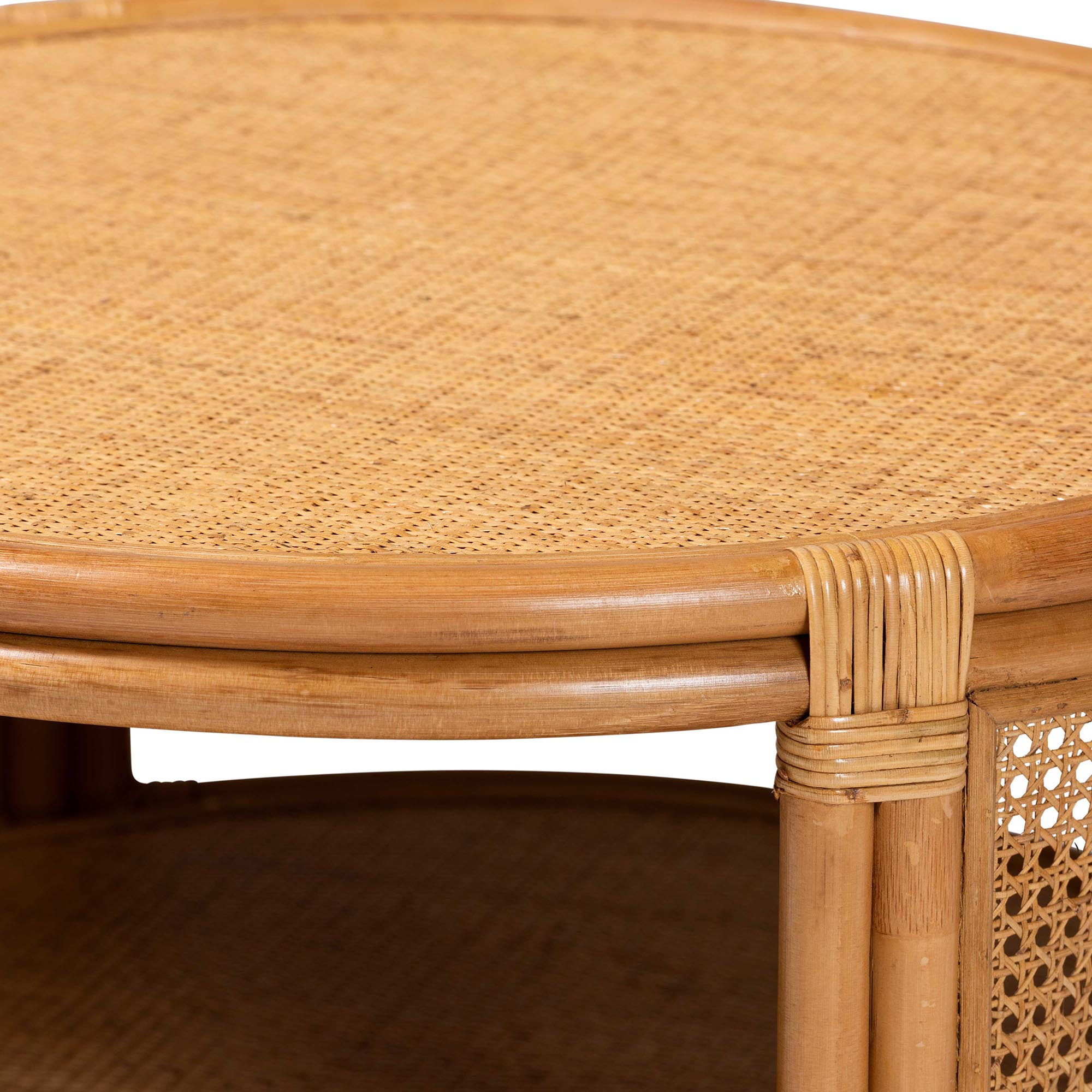 Louis Modern Bohemian Natural Brown Rattan Coffee Table