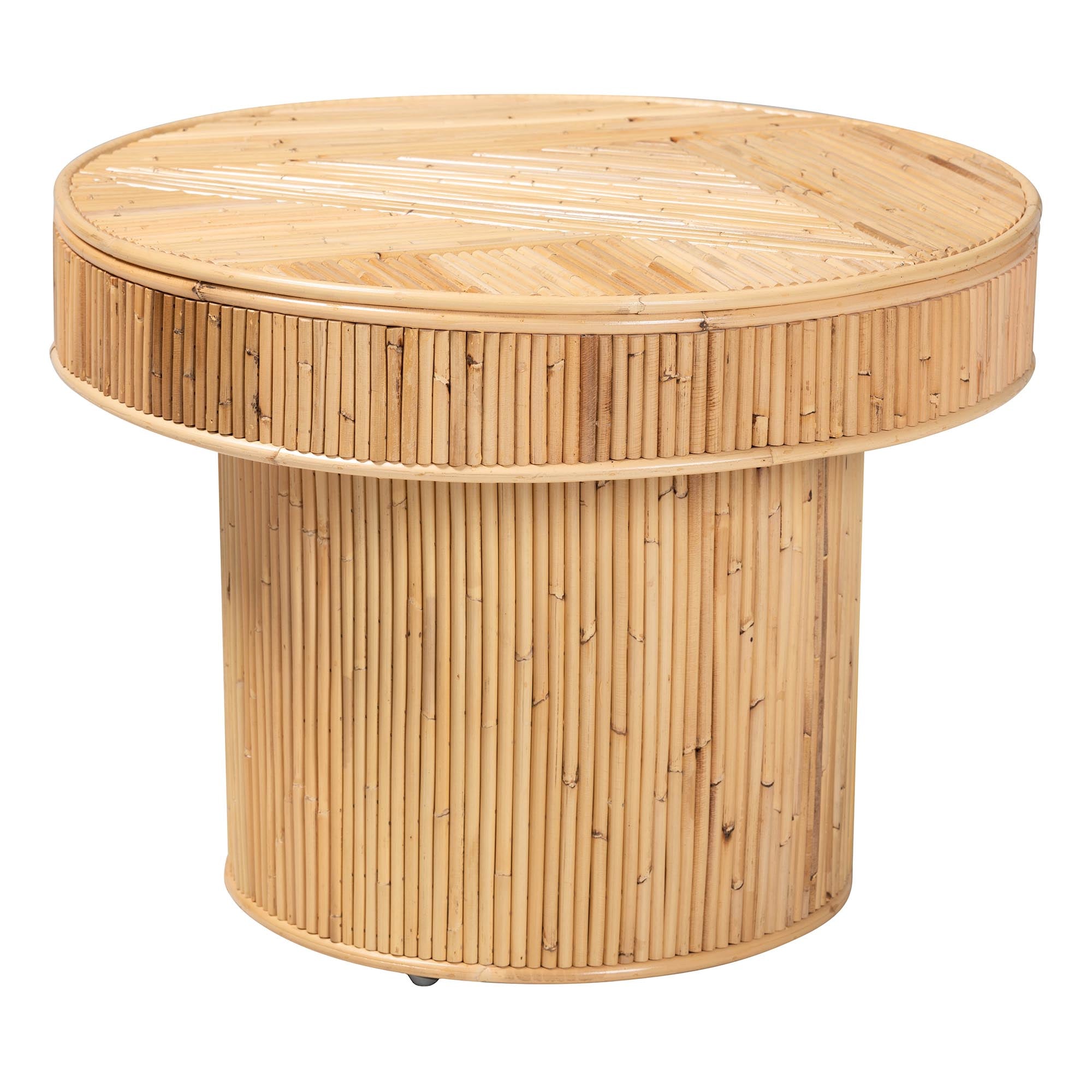 Iryna Modern Bohemian Natural Rattan End Table
