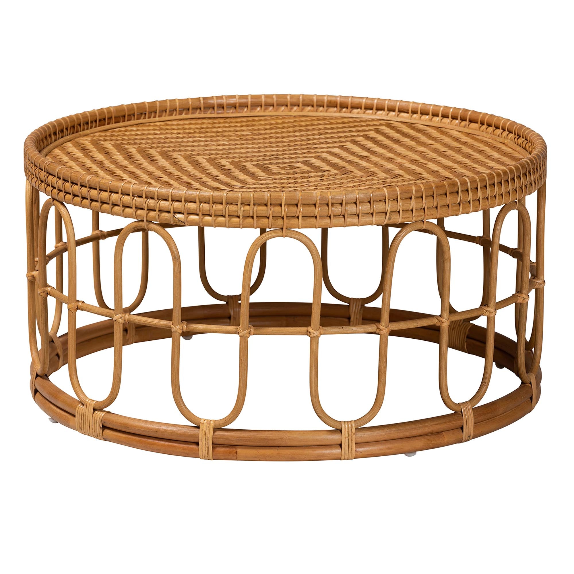 Phoenix Modern Bohemian Light Honey Rattan Coffee Table