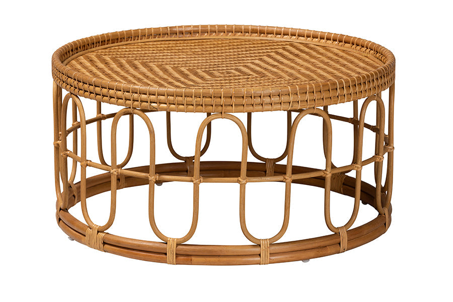 Phoenix Modern Bohemian Light Honey Rattan Coffee Table