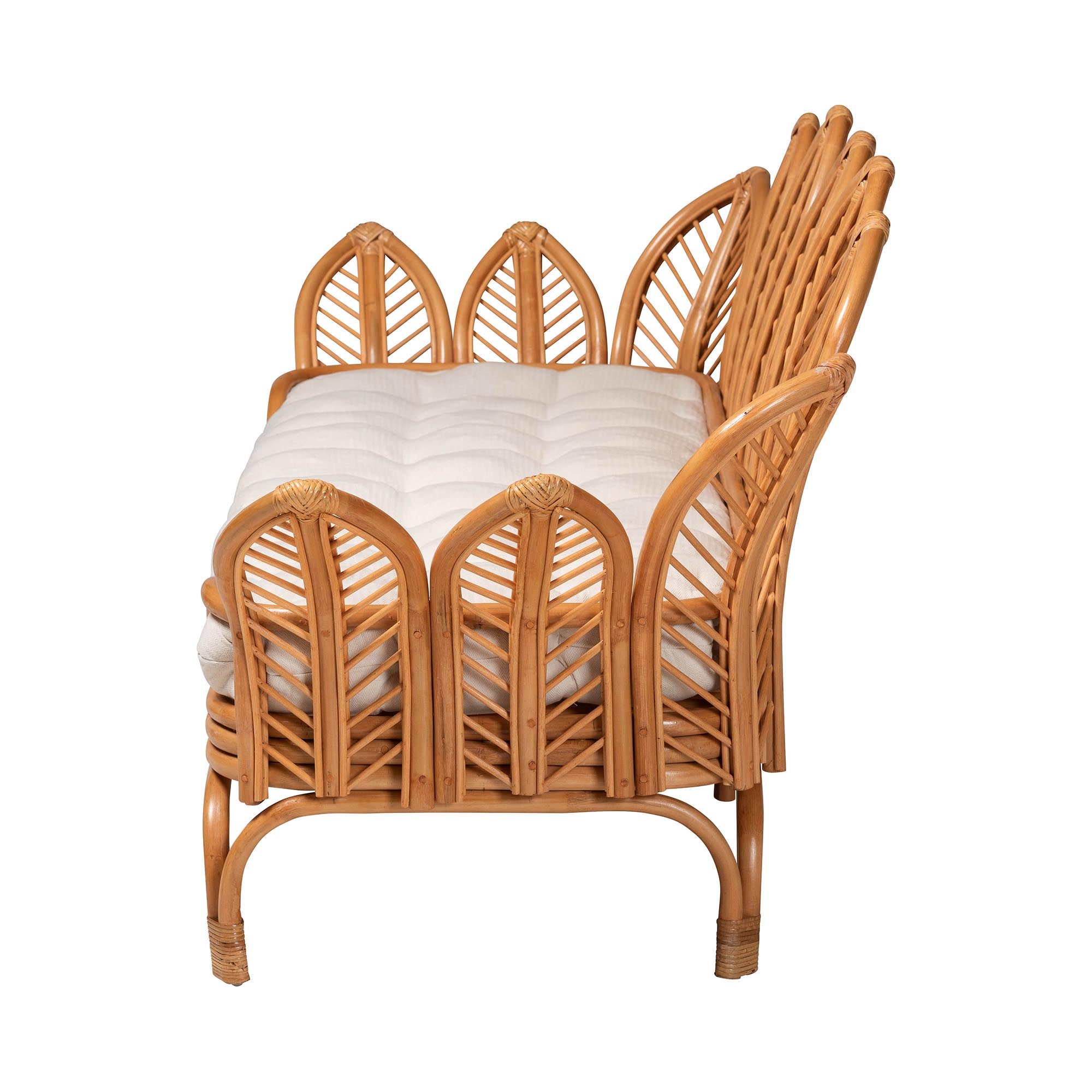 Gamada Bohemian Twin Rattan Daybed Tropical Light Honey Frame for Indoor/Outdoor