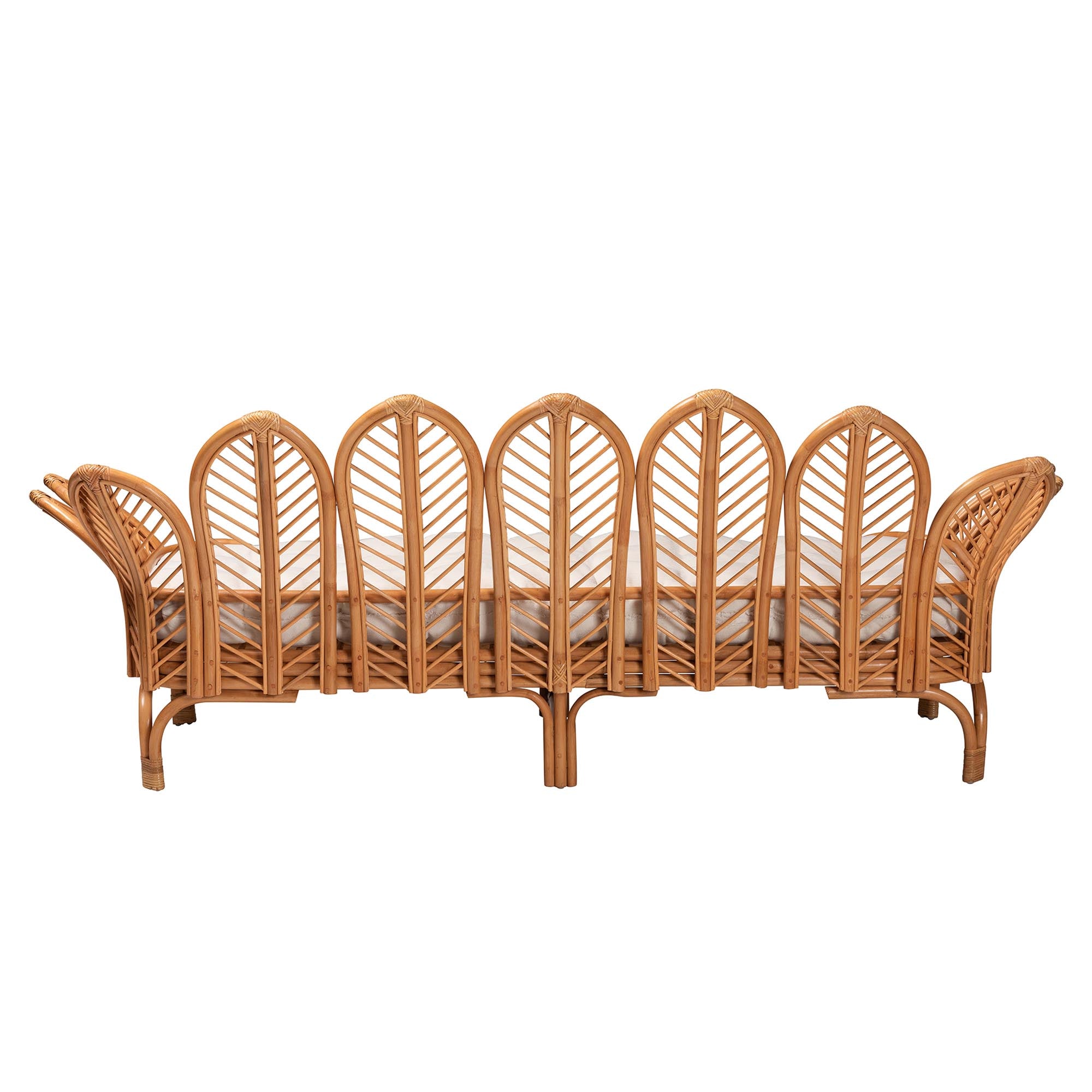 Gamada Bohemian Twin Rattan Daybed – Tropical Light Honey Frame for Indoor/Outdoor