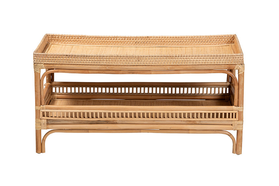 Lombok Modern Bohemian Natural Rattan Coffee Table