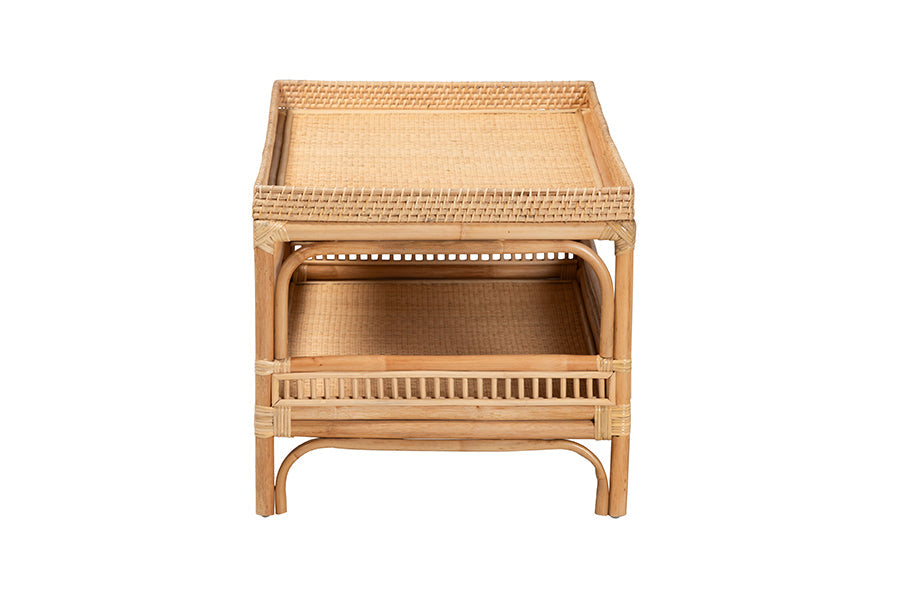 Lombok Modern Bohemian Natural Rattan Coffee Table
