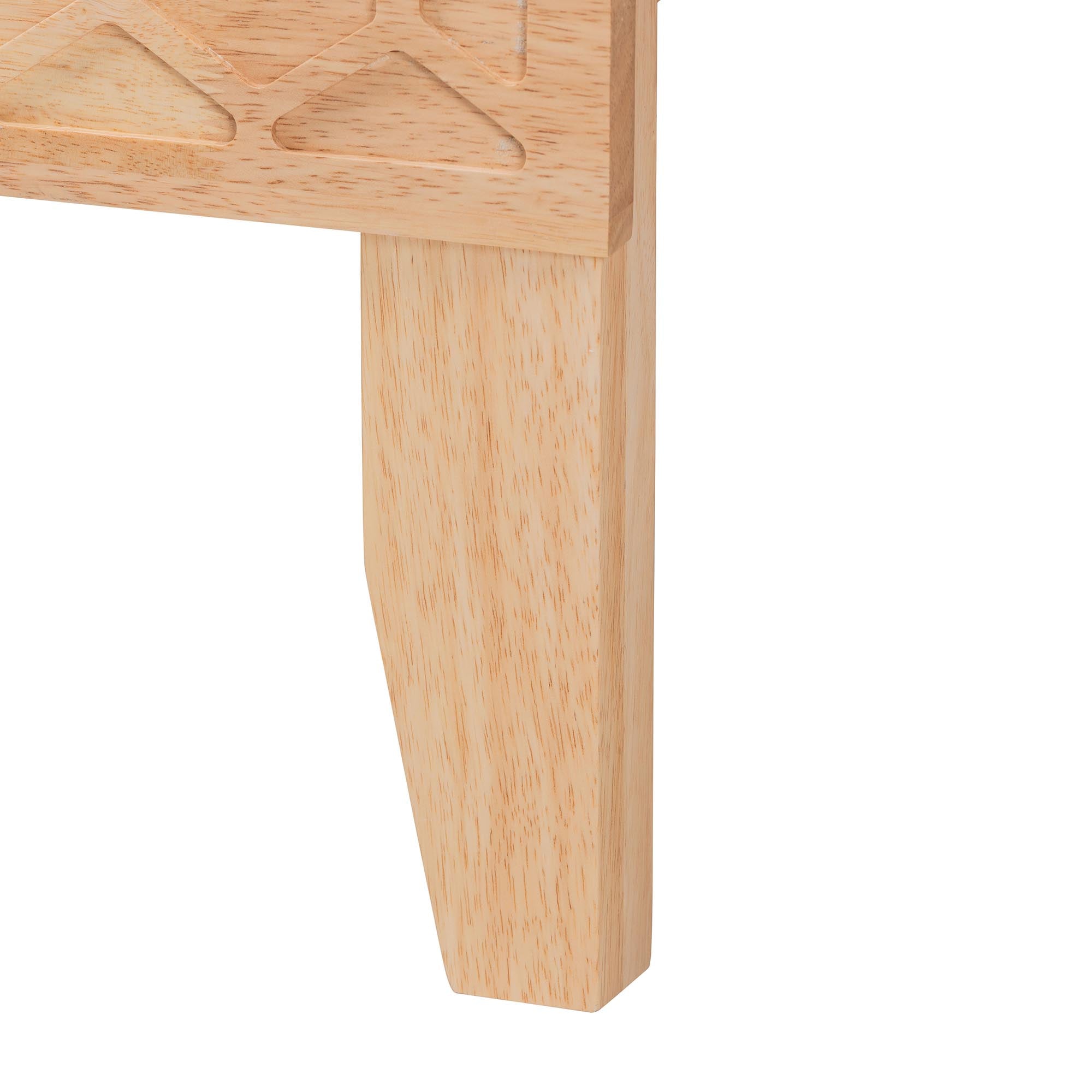 Shepton Queen Rubberwood Platform Bed – Carved Honeycomb Japandi Design