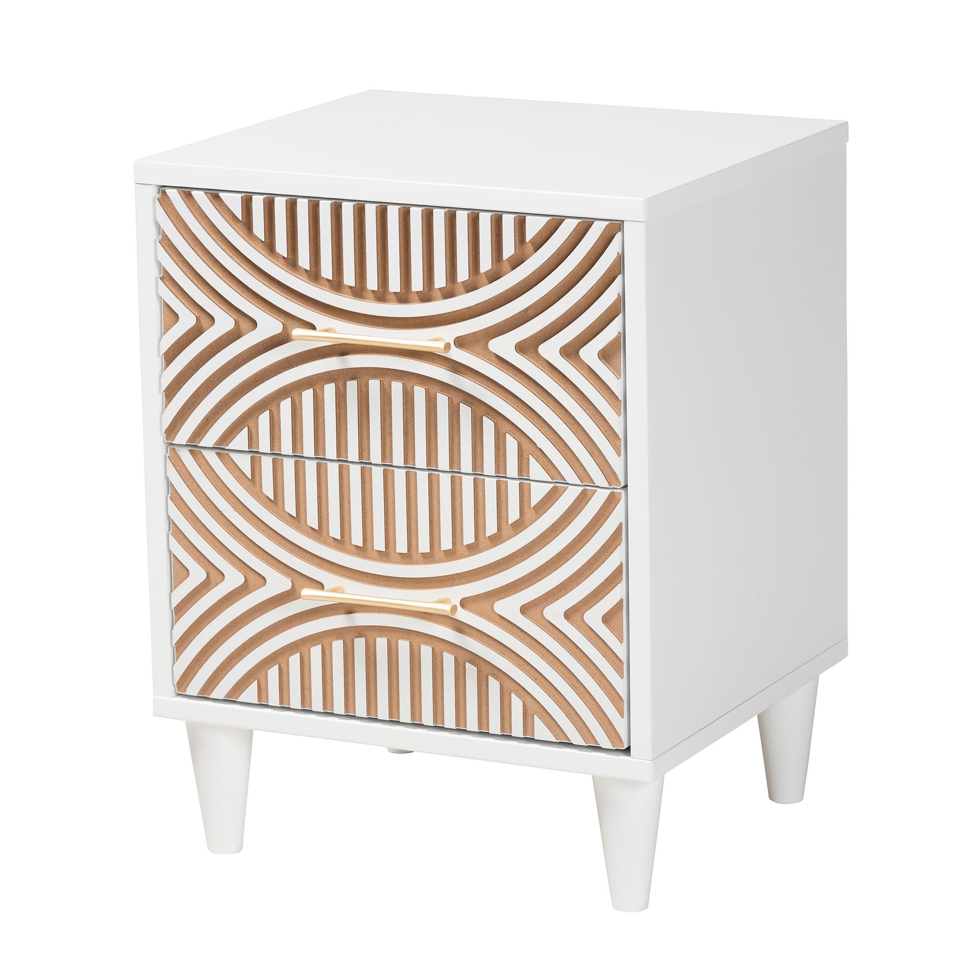 Baxton Studio Louetta Carved Contrasting Nightstand