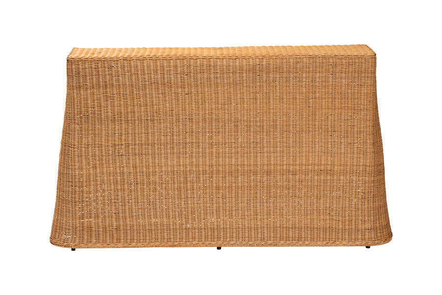 Palm Bohemian Honey Scallop Rattan Console Table