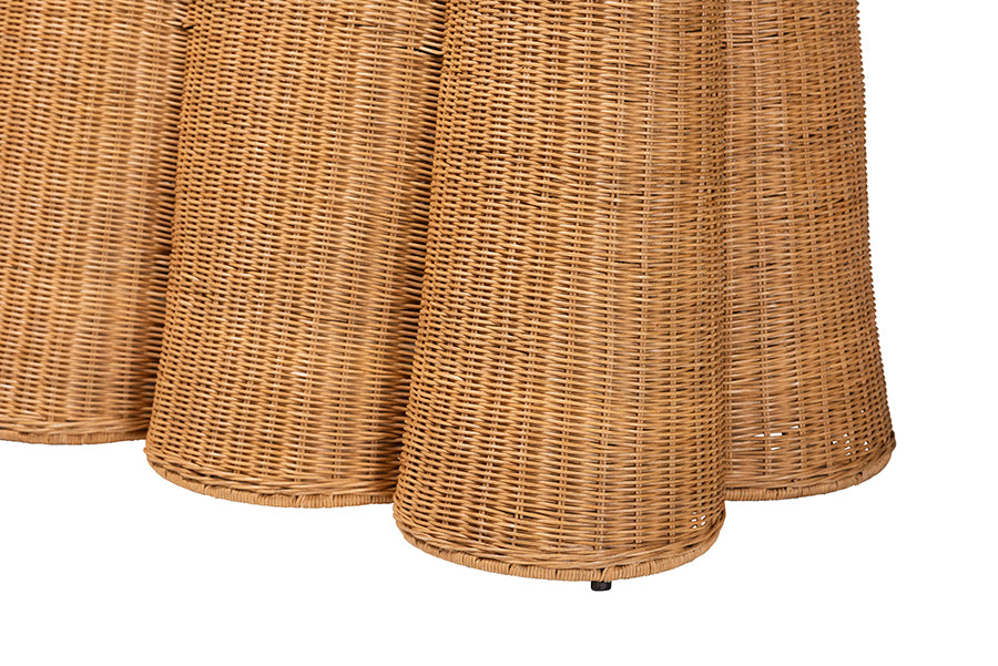 Palm Bohemian Honey Scallop Rattan Console Table