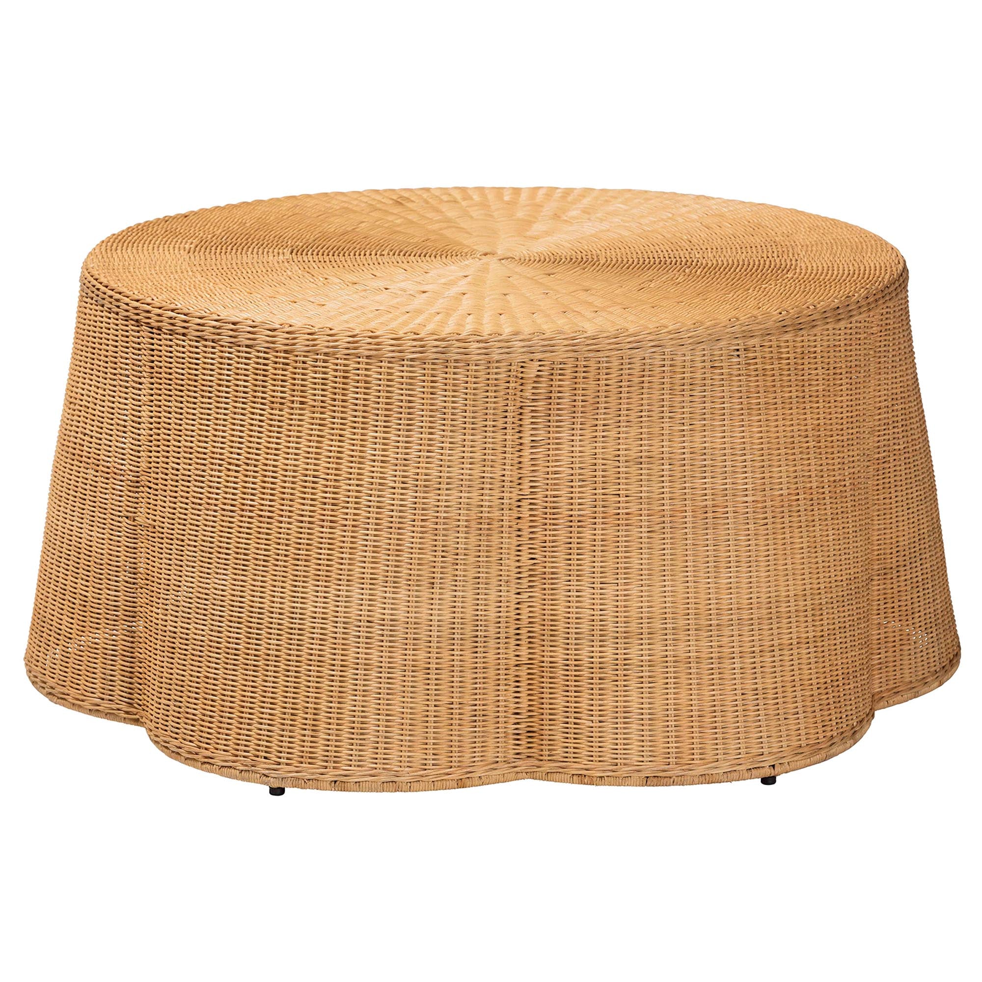 Palm Bohemian Honey Scallop Rattan Coffee Table