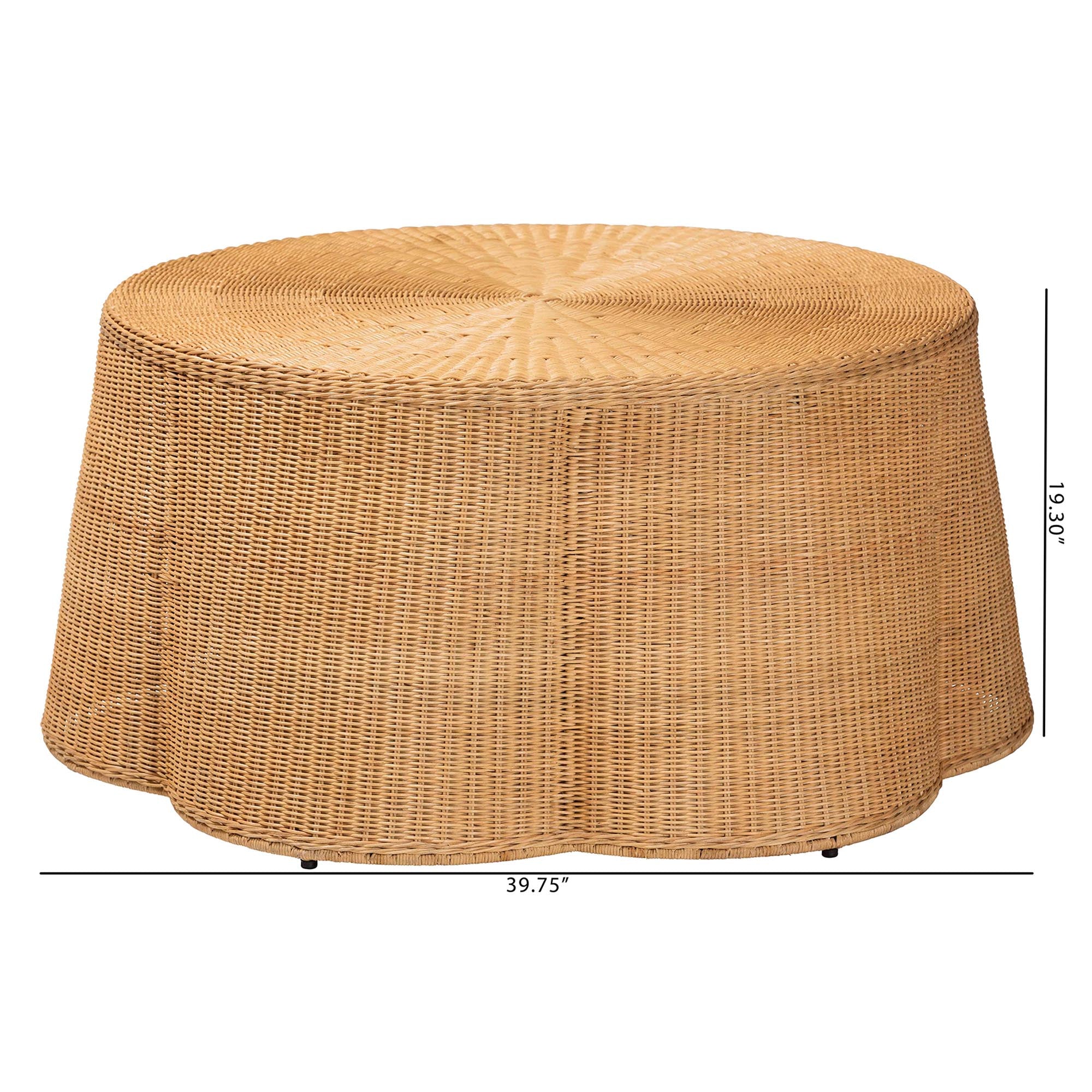Palm Bohemian Honey Scallop Rattan Coffee Table