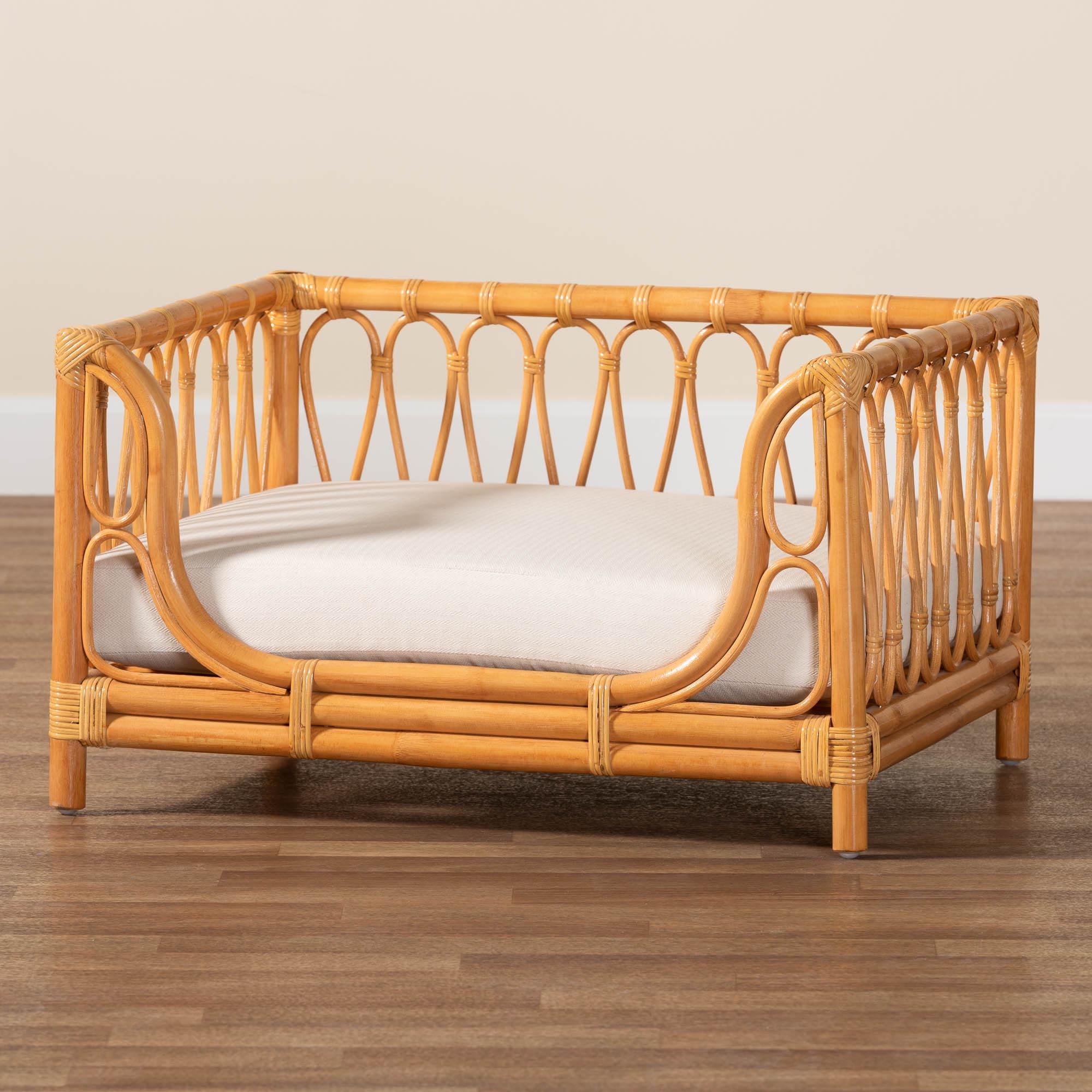 Kierra Bohemian Honey Rattan Pet Bed