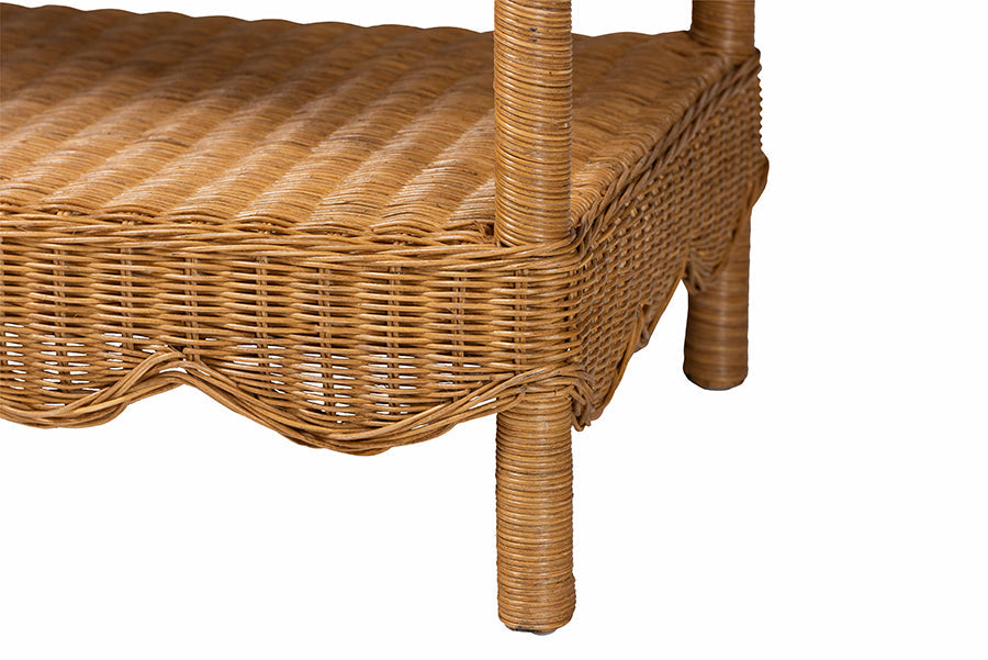 Oteria Bohemian Light Honey Scalloped Rattan Console Table