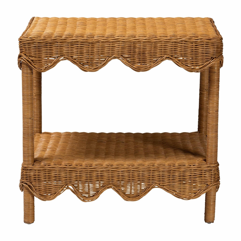 Oteria Bohemian Light Honey Scalloped Rattan Side Table