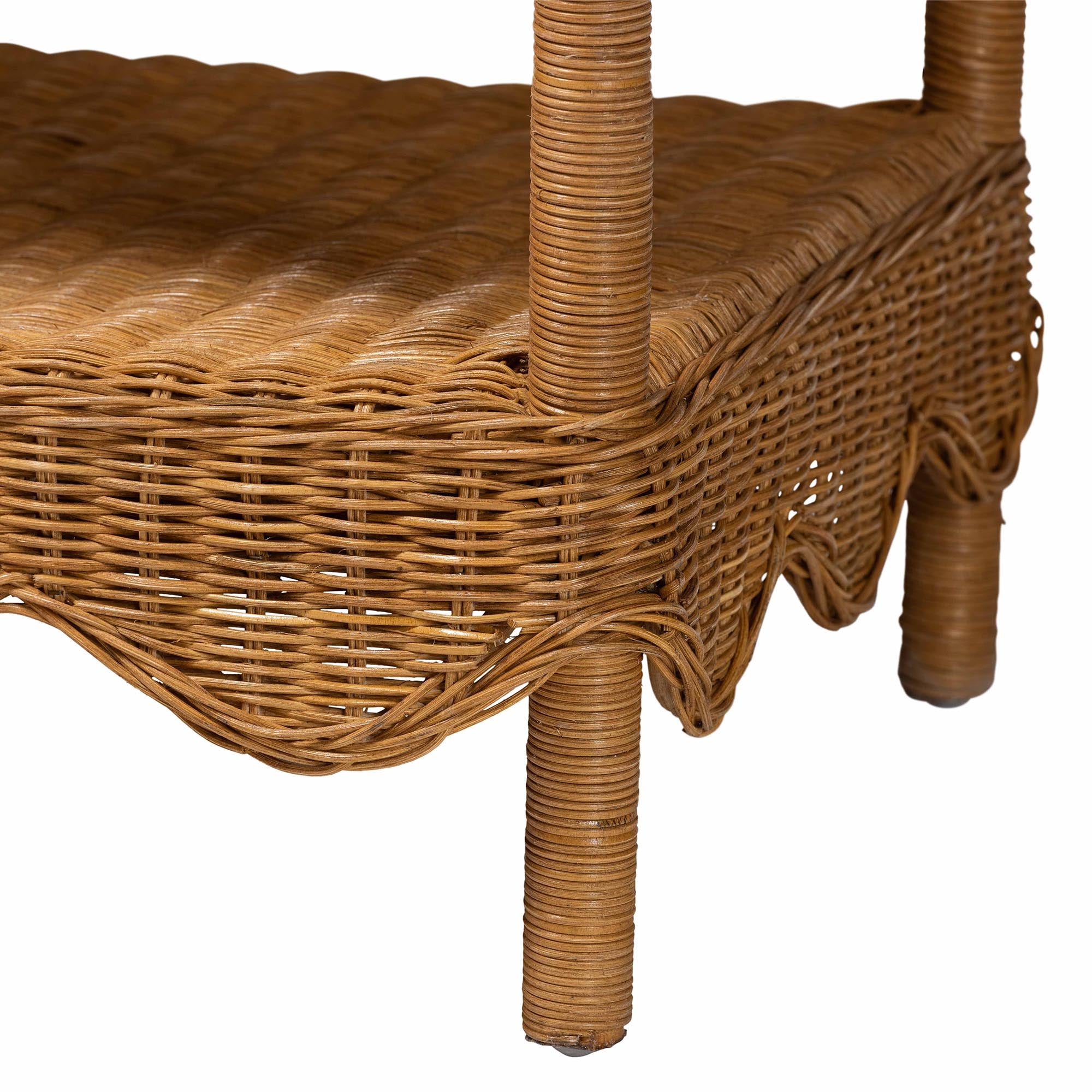 Oteria Bohemian Light Honey Scalloped Rattan Side Table
