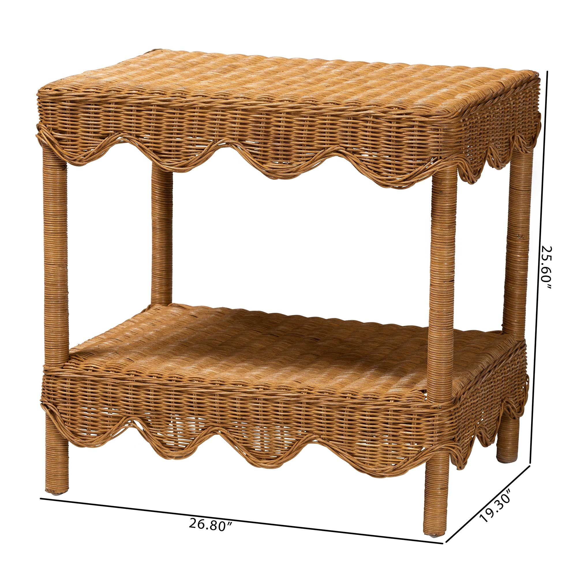 Oteria Bohemian Light Honey Scalloped Rattan Side Table