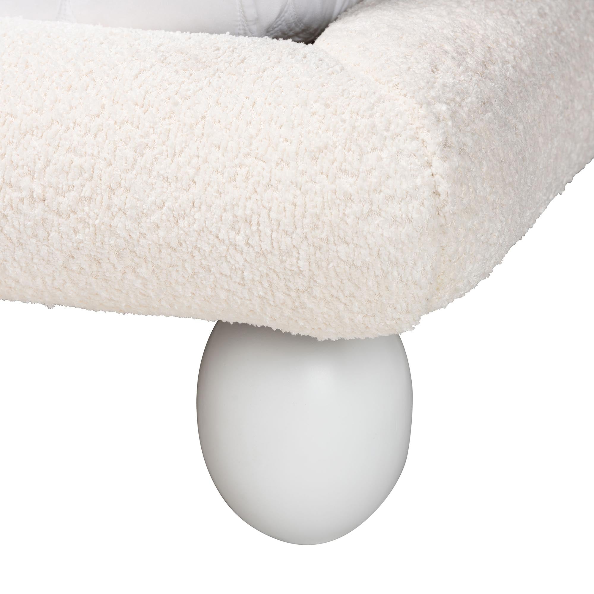 Eladio Modern Ivory Boucle Fabric Queen Size Bed
