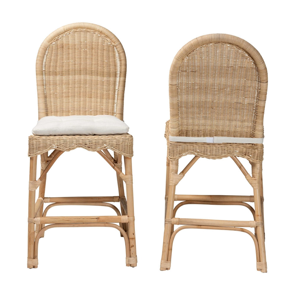 Bilu Bohemian Natural Rattan 2-Piece Counter Stool Set
