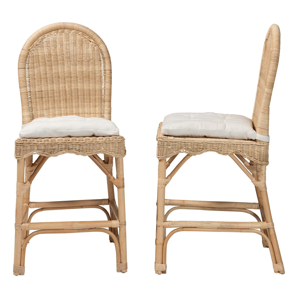 Bilu Bohemian Natural Rattan 2-Piece Counter Stool Set
