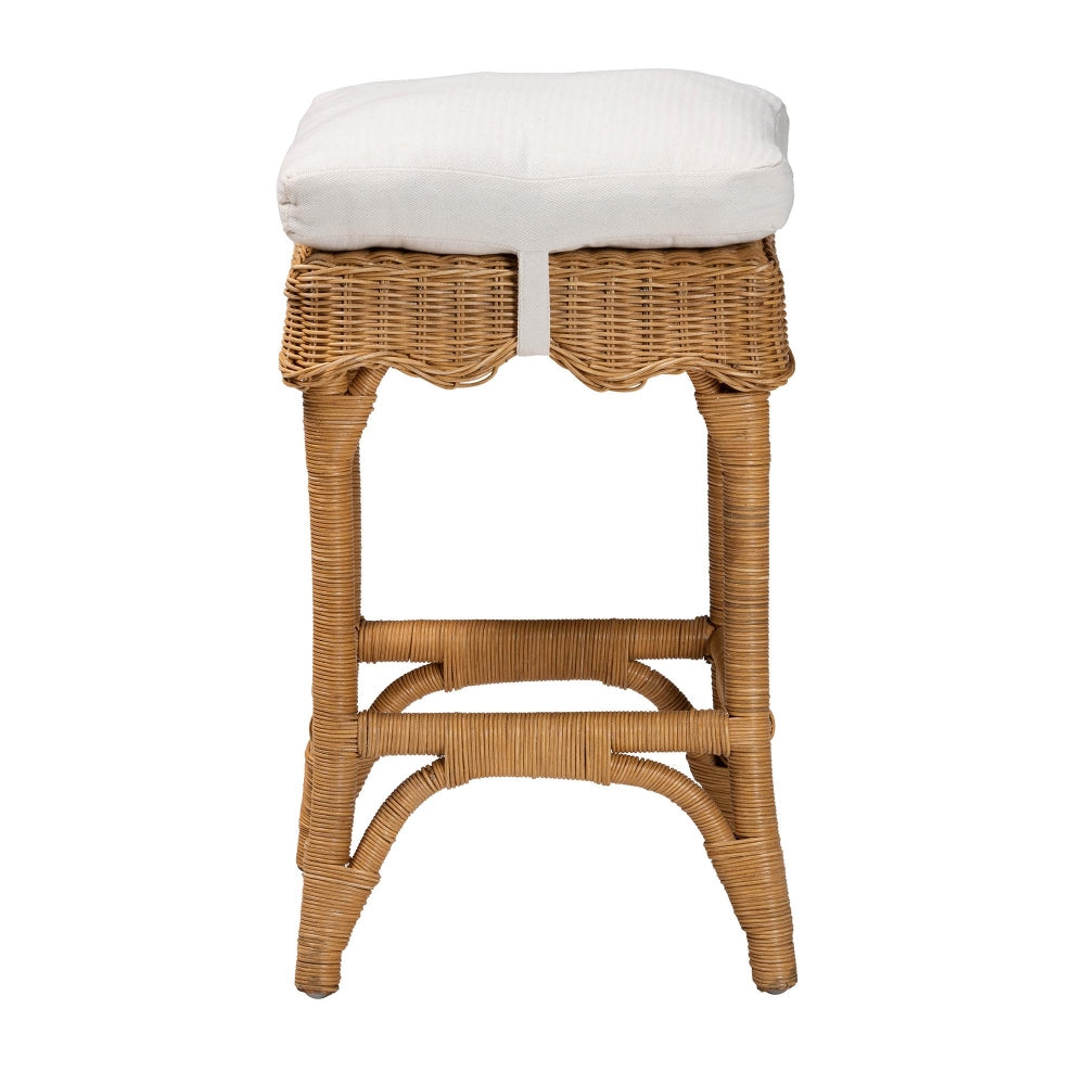 Muy Bohemian Scallop Honey Rattan Counter Stool