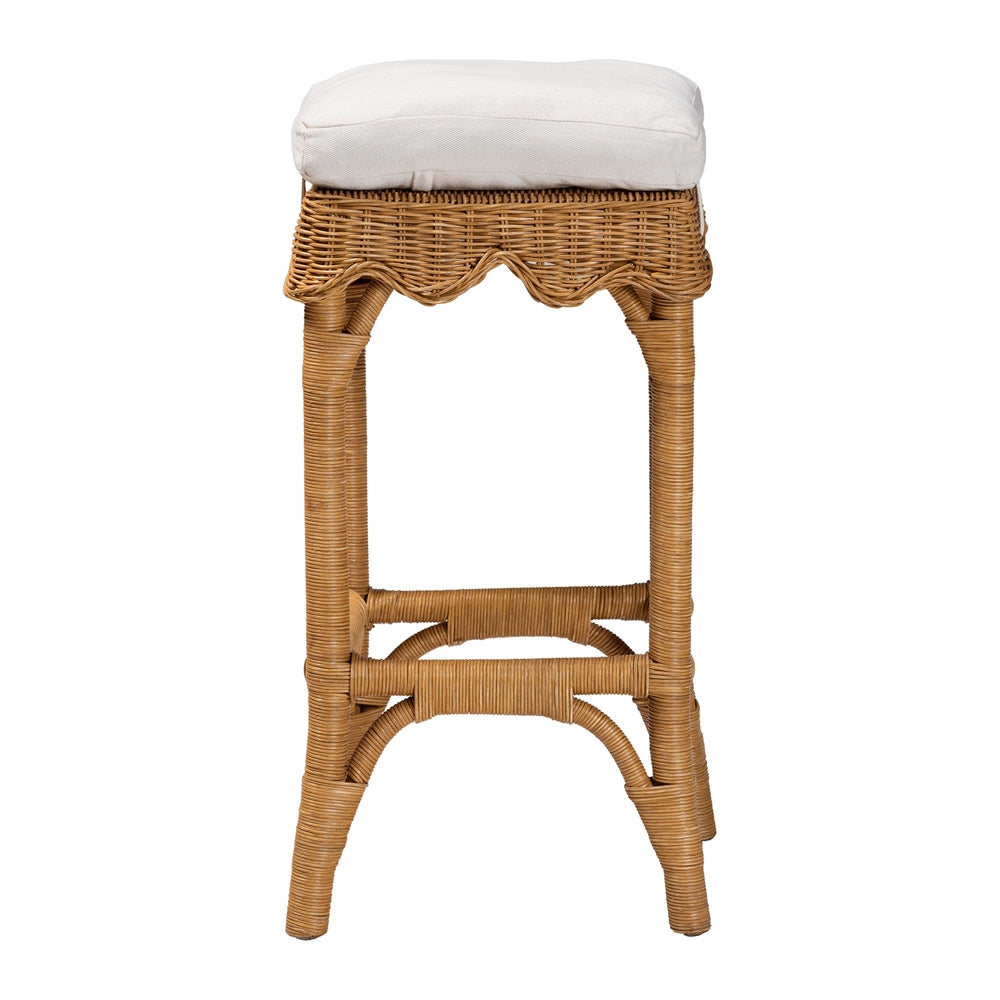 Muy Bohemian Scallop Honey Rattan Bar Stool