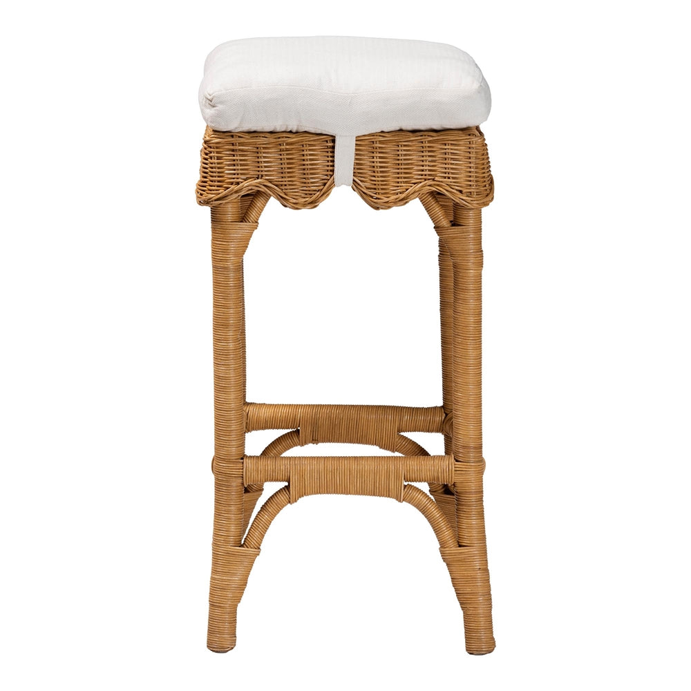 Muy Bohemian Scallop Honey Rattan Bar Stool