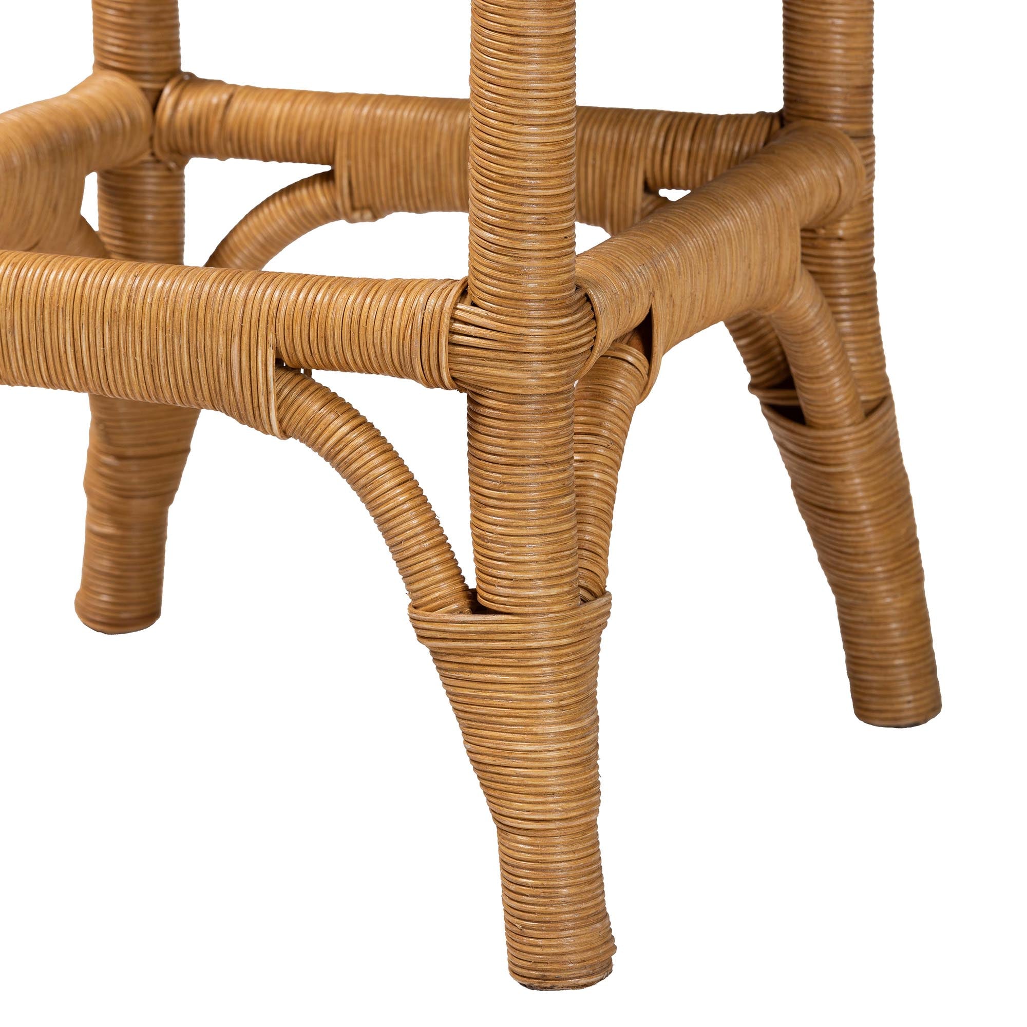 Muy Bohemian Scallop Honey Rattan Bar Stool