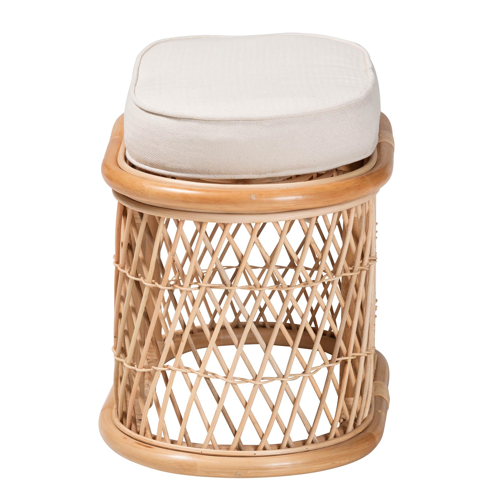 Ladonna Bohemian Natural Rattan Ottoman Footstool