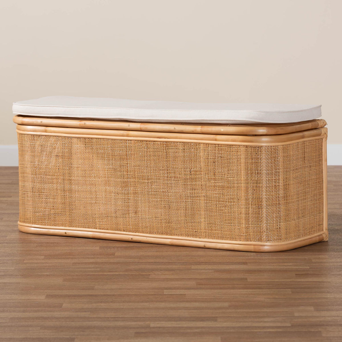 Ishana Bohemian Natural Rattan Storage Bench