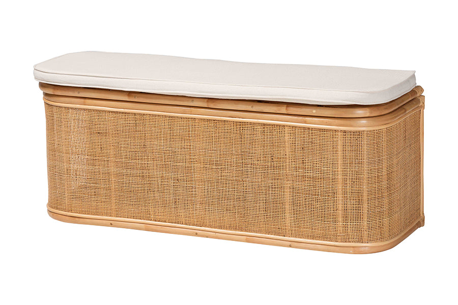 Ishana Bohemian Natural Rattan Storage Bench