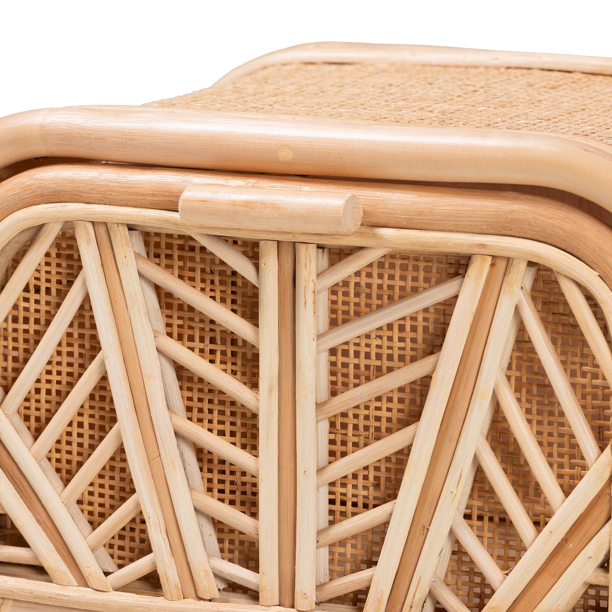 bali & pari Carabella Bohemian Natural Rattan 1-Drawer Nightstand