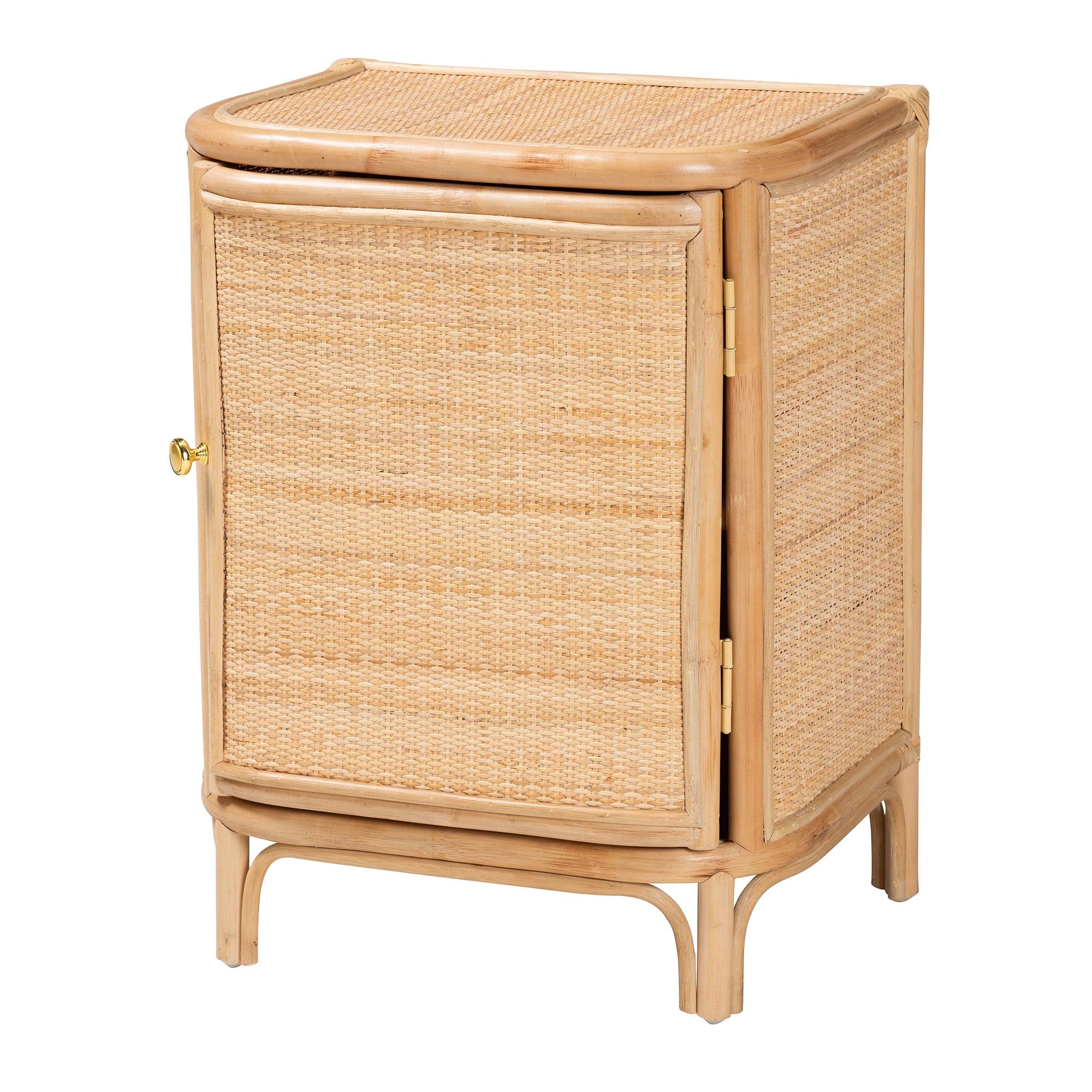 bali & pari Kiara Bohemian Natural Rattan Nightstand