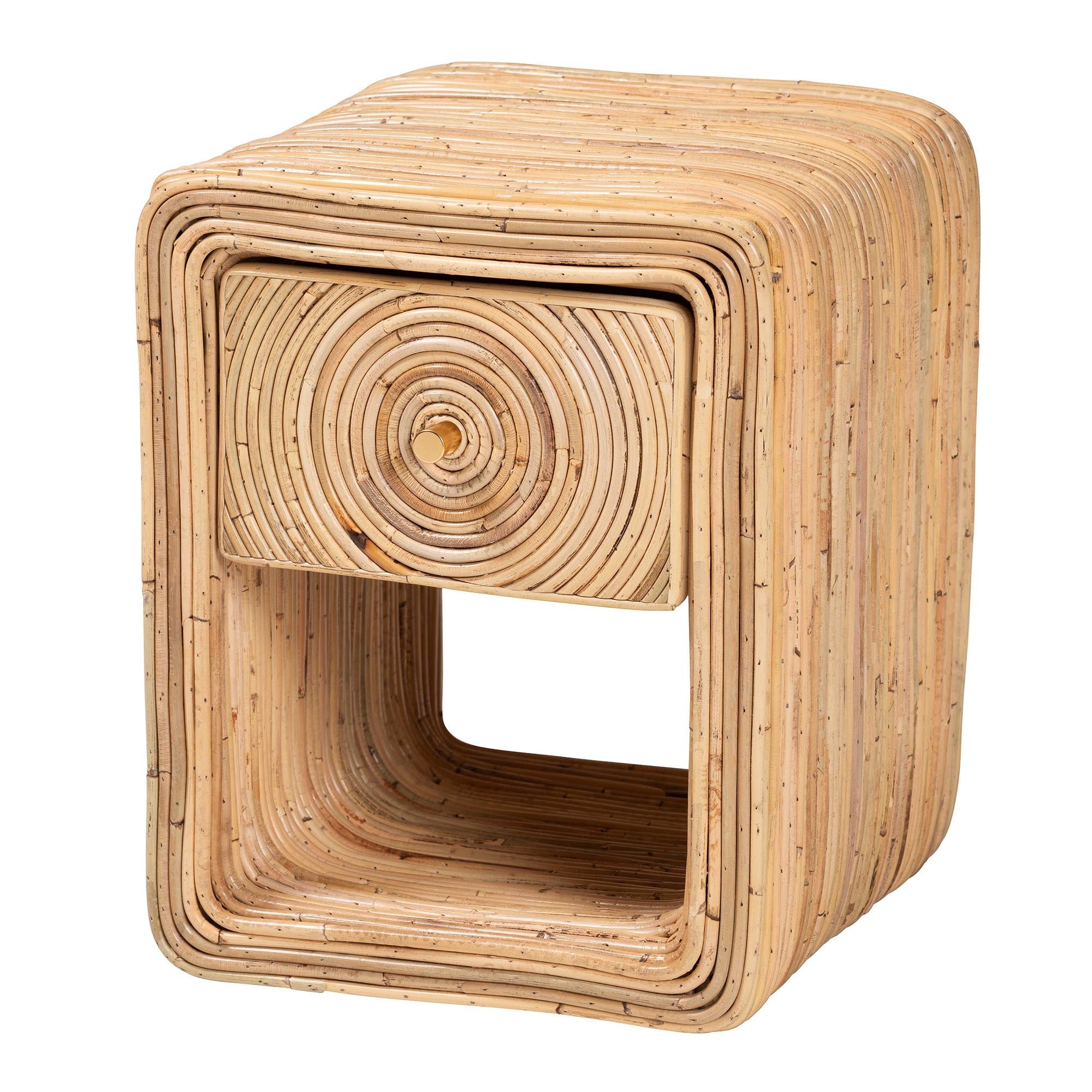Rosina Bohemian Natural Rattan 1-Drawer Nightstand