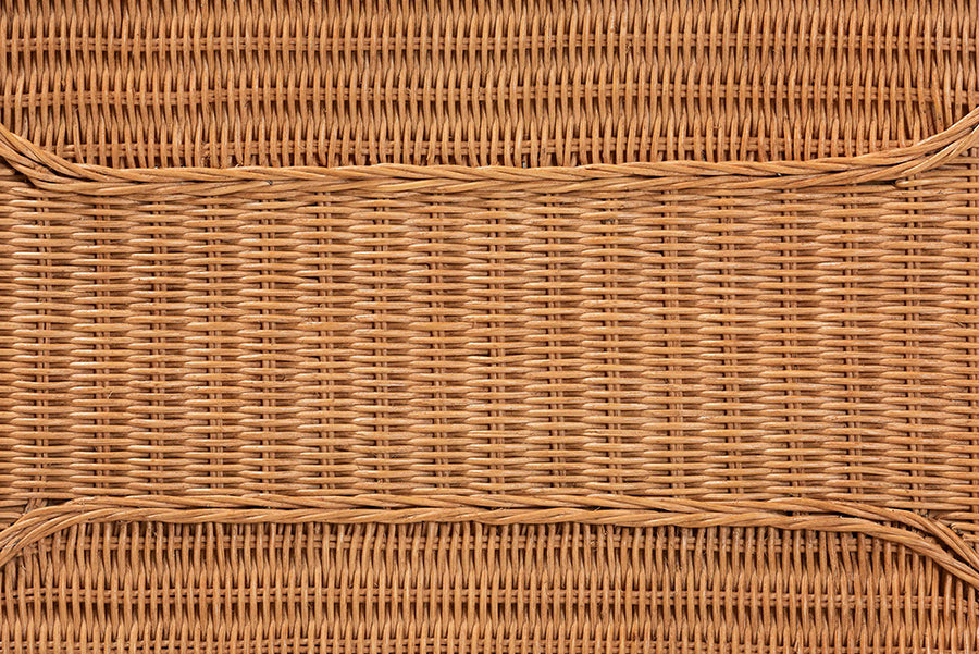 Minahasa Bohemian Light Honey Braided Rattan Side Table