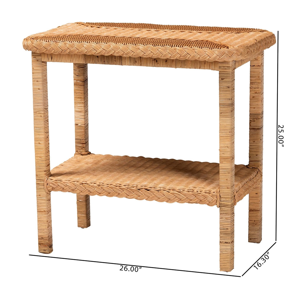 Minahasa Bohemian Light Honey Braided Rattan Side Table