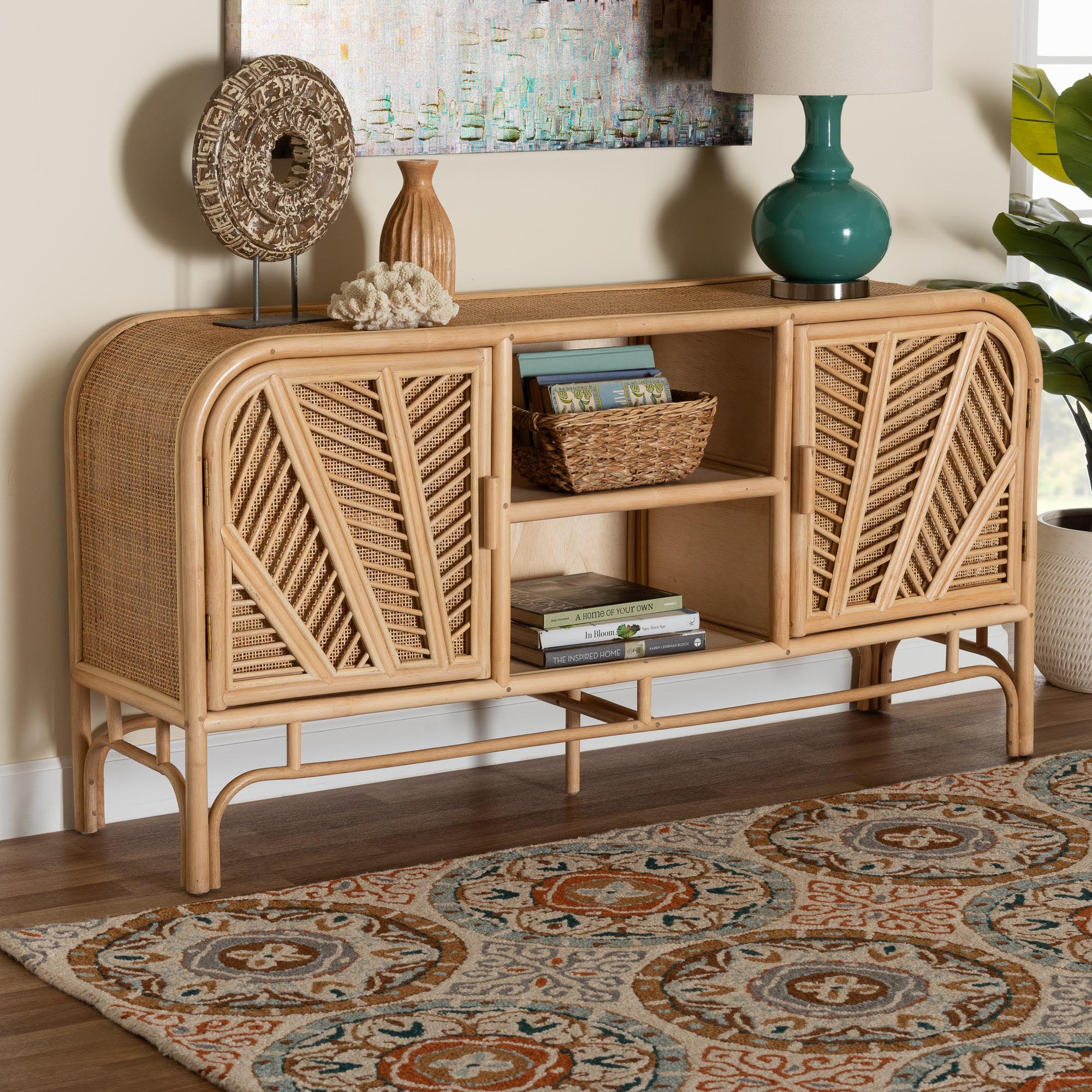 Carabella Bohemian Natural Rattan 2-Door Storage Cabinet