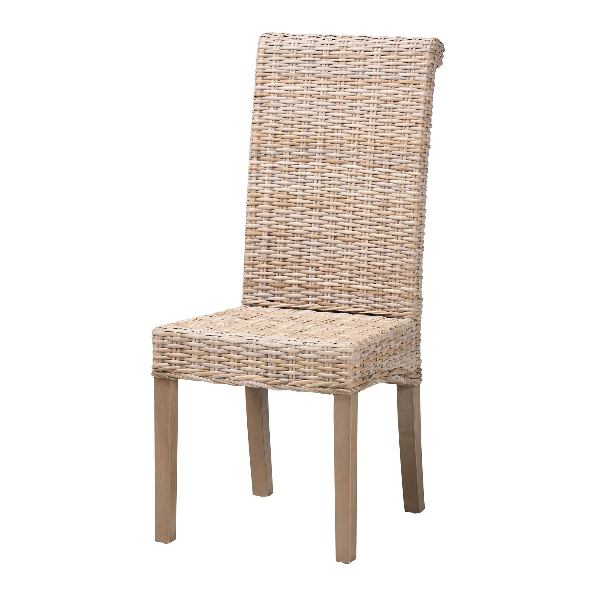 Santiago Bohemian Grey Natural Kubu Rattan and Mango Wood Dining Chair