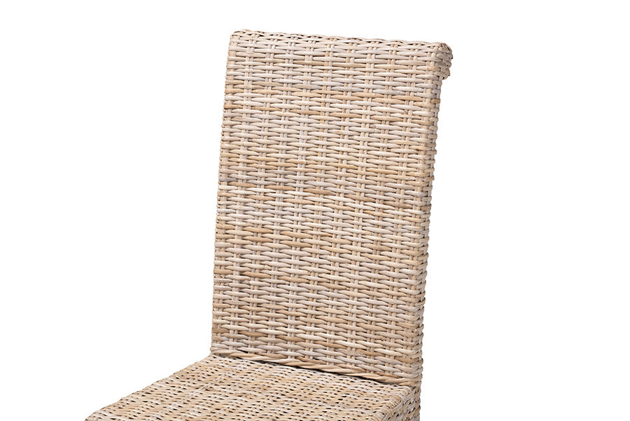 Santiago Bohemian Grey Natural Kubu Rattan and Mango Wood Dining Chair