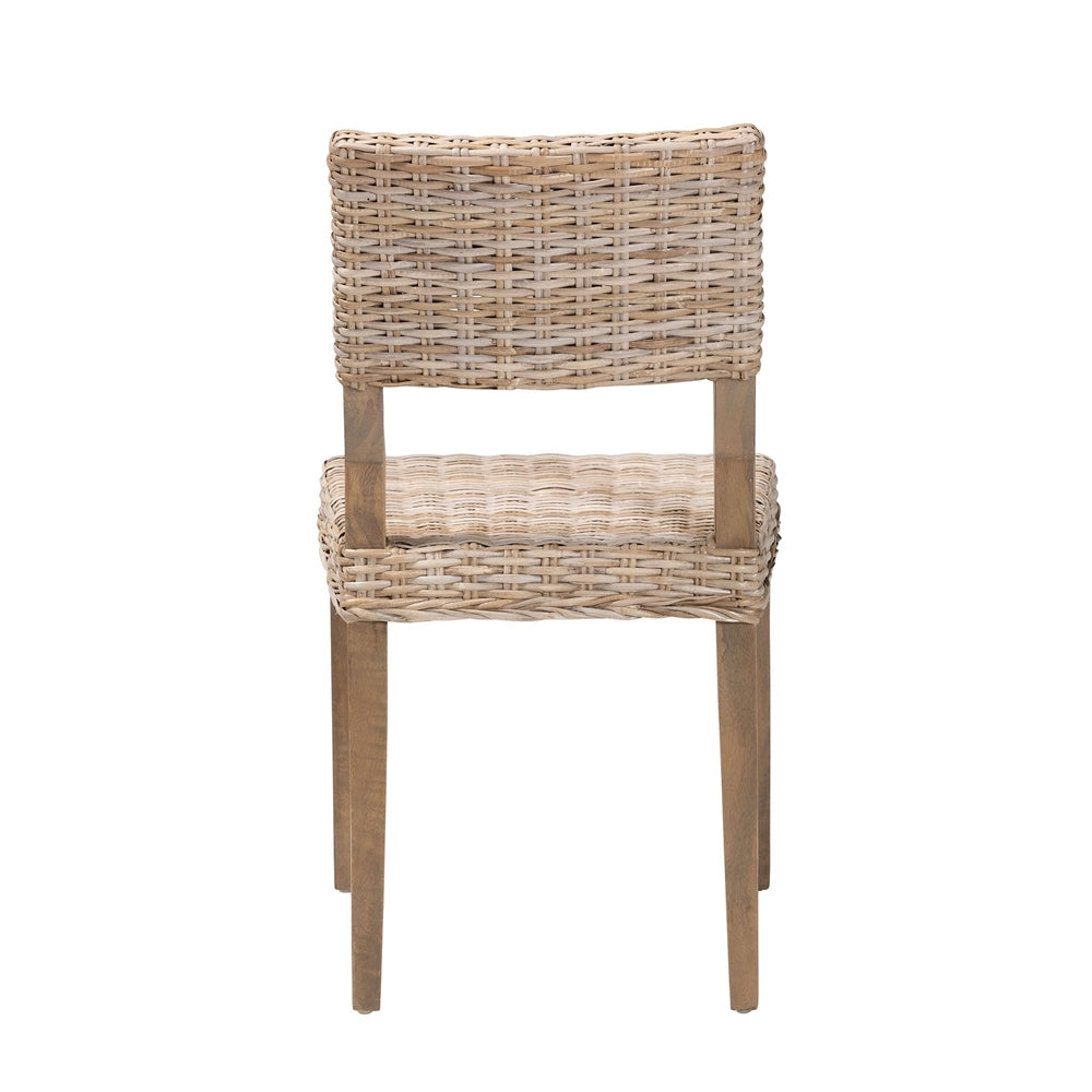 Barossa Bohemian Grey Kubu Rattan and Mahogany Wood Dining Chair