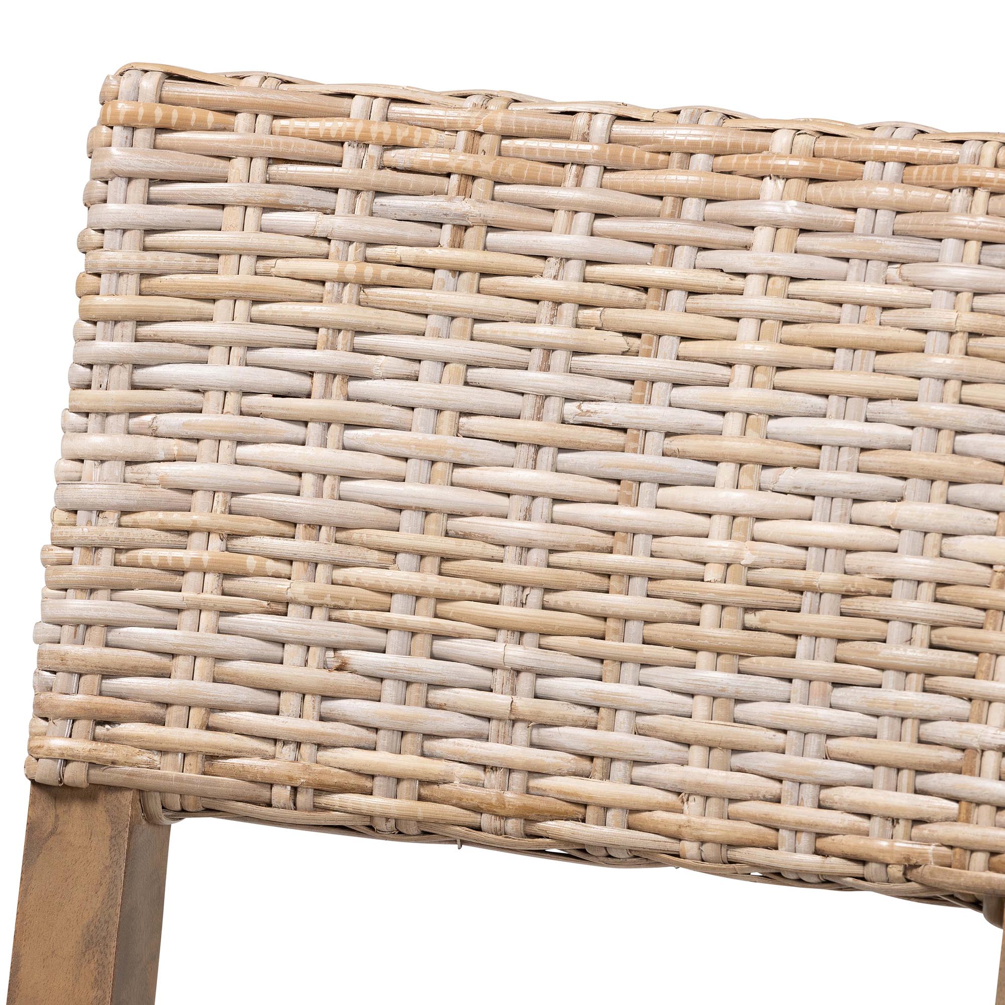 Barossa Bohemian Grey Kubu Rattan and Mahogany Wood Dining Chair