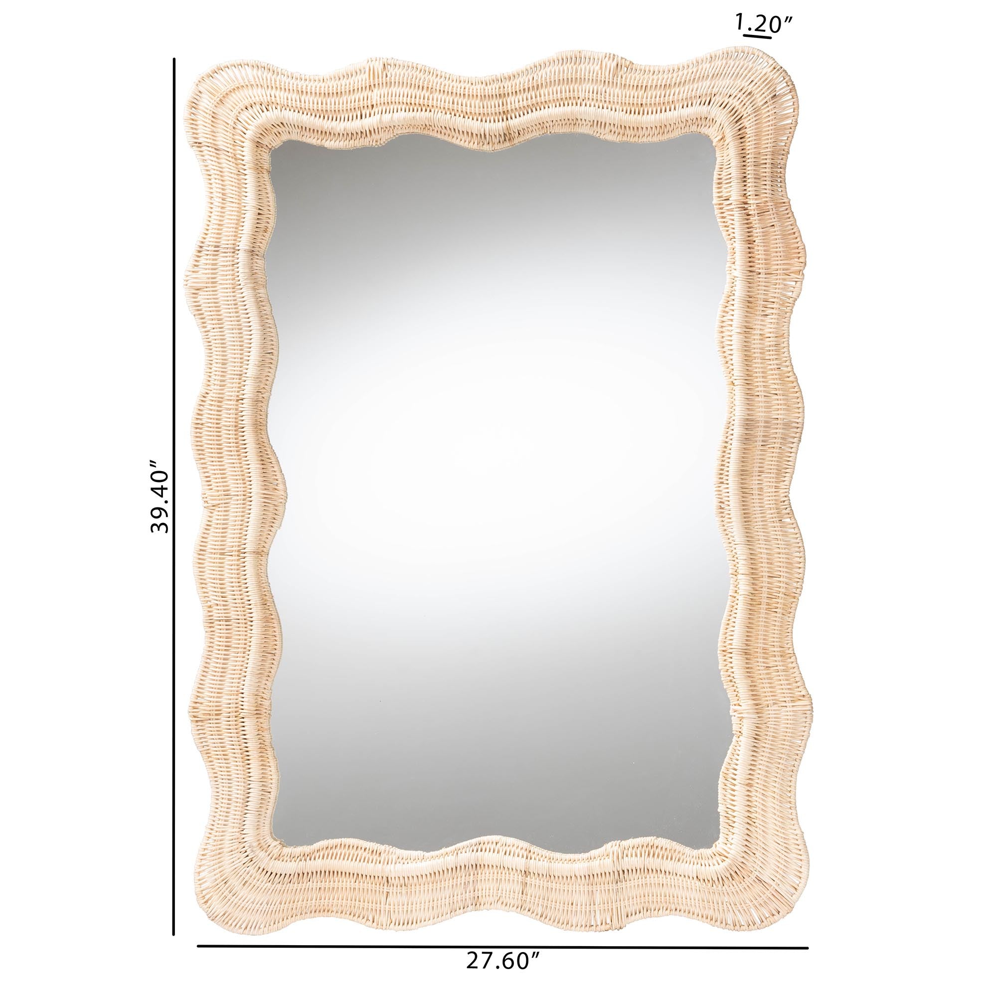 Hasana Bohemian Natural Scallop Rattan Accent Wall Mirror